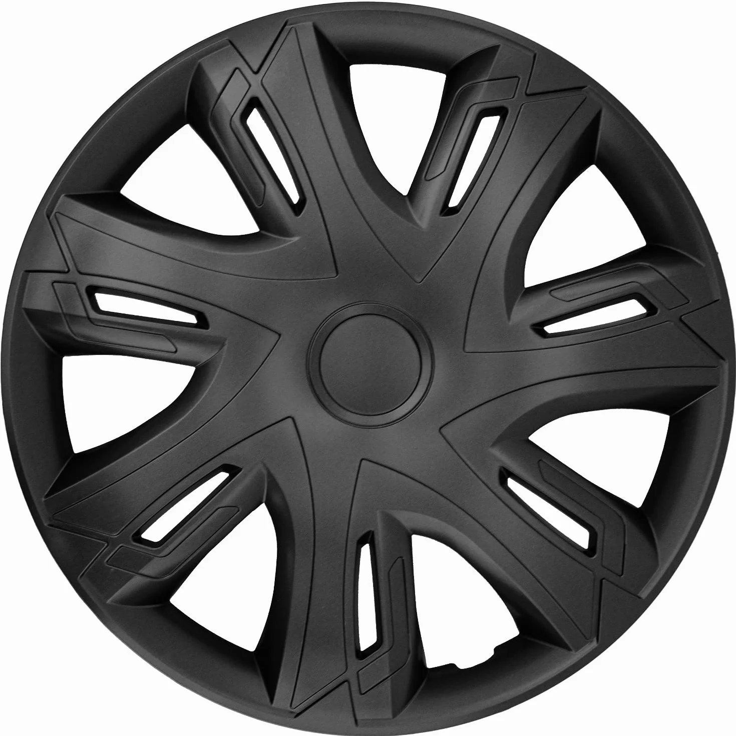 NRM Kołpaki 15" N-Power Czarne Matowe, Zestaw 4 szt. Uniwersalne, Idealne do Kół Stalowych, Kołpaki Wciskane, Wykonane z Plastiku ABS, Komplet Kołpaków Ozdobnych do Opel, Fiat, Mazda