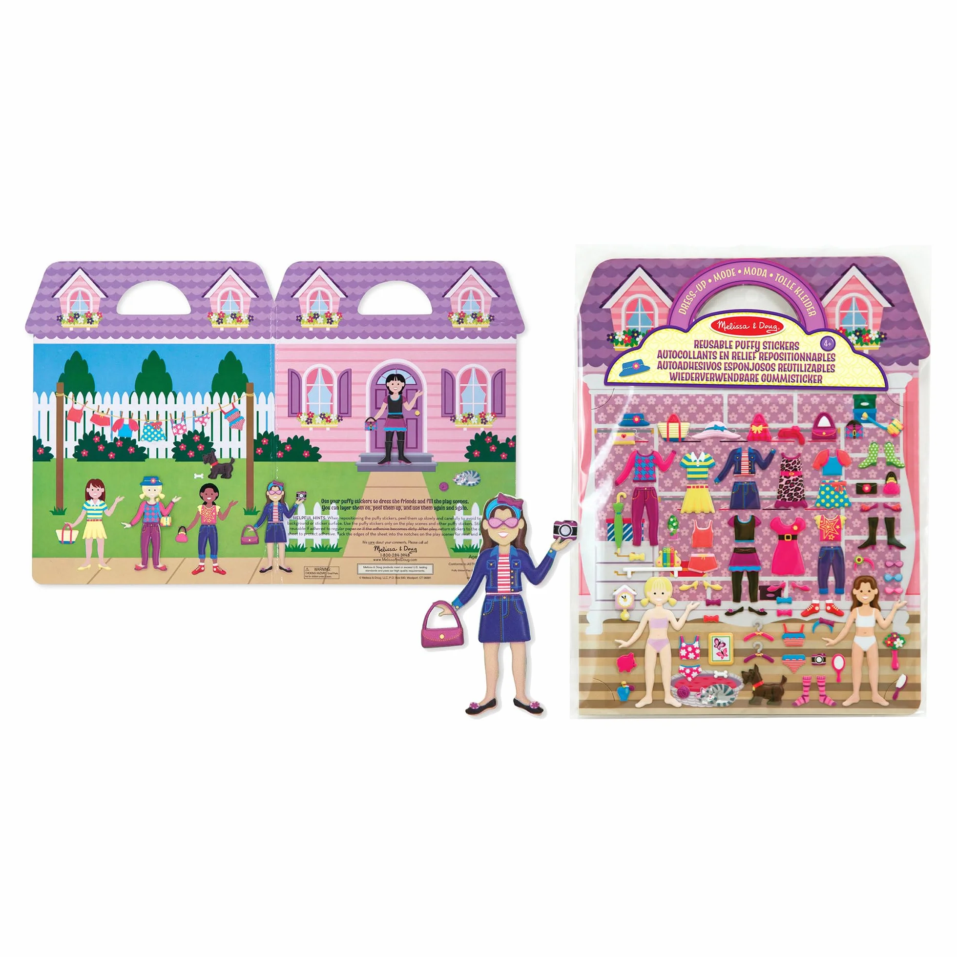 Melissa & Doug – zabawkowy zestaw z wypukłymi naklejkami: przebieranki (książeczka wielokrotnego użytku z zadaniami, 76 naklejek, świetnie nadaje się na podróż)