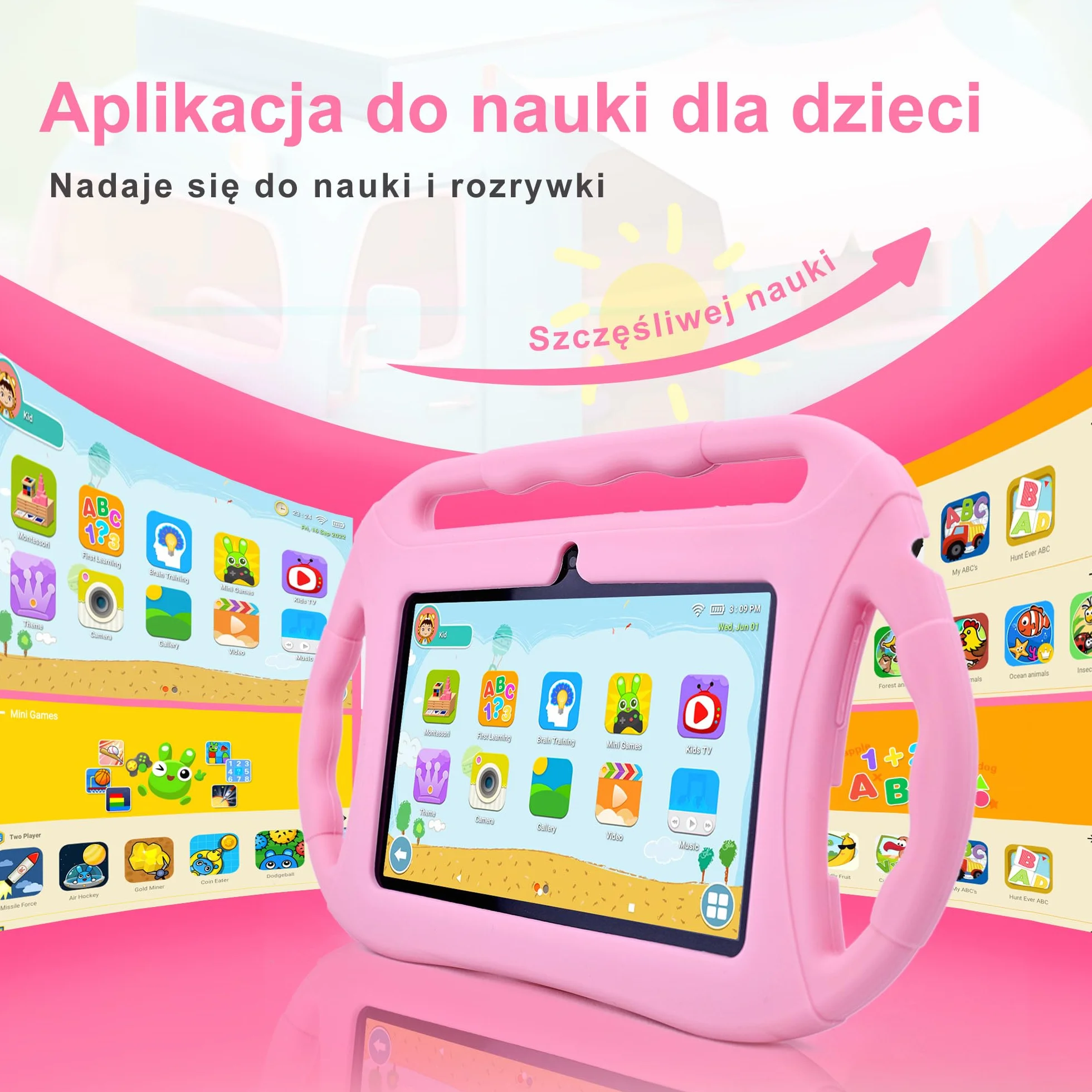 Veidoo Tablet dla Dzieci 7 Cali, 2GB RAM 32GB ROM, WiFi, Ekran IPS, Kontrola Rodzicielska, Gry, Edukacyjny Tablet dla Maluchów(Różowy)