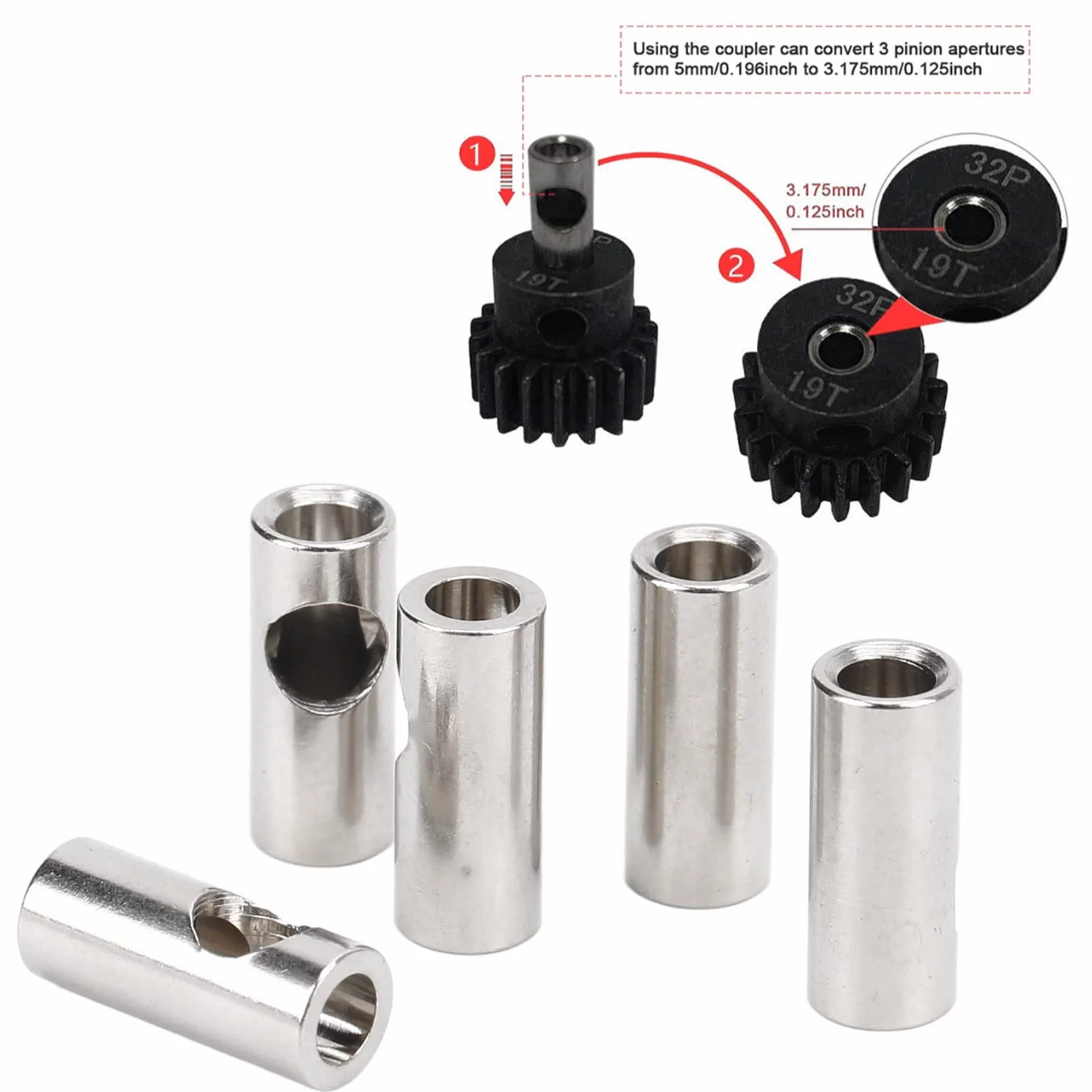 Adapter Wału RC, do 5mm Reduktor z osią Tuleja Silnika 3,17mm Zmiana w Celu Konwersji