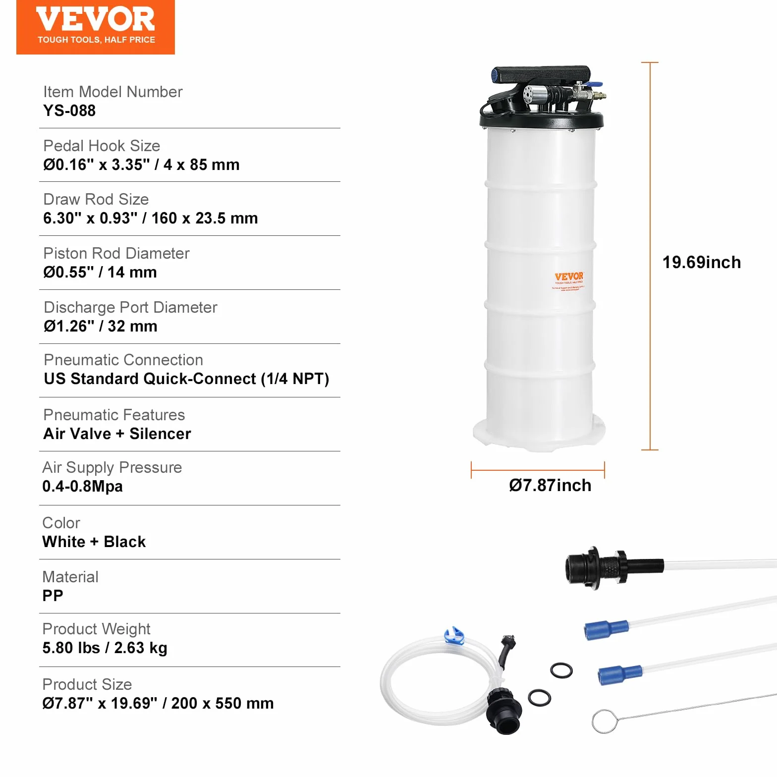 VEVOR 6,5 l ekstraktor płynu ssąca pompa próżniowa do ręcznego opróżniania oleju silnikowego z manometrem i wężem ssącym do wymiany oleju, łatwe odprowadzanie płynów samochodowych pod próżnią