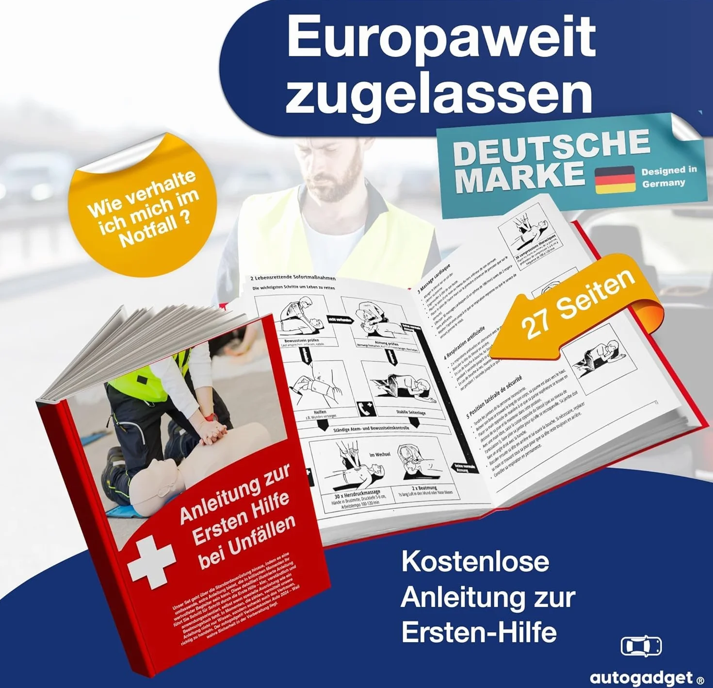 Samochodowa apteczka pierwszej pomocy TK Gruppe Timo Klingler DIN 13146 2026 2 maski medyczne