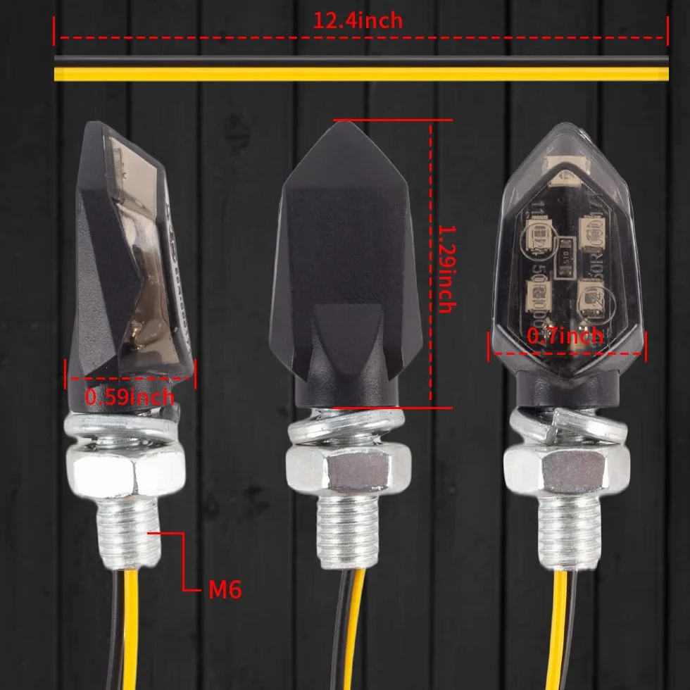 Kierunkowskazy motocyklowe ECE R50 12V IP65 M8 bursztynowe