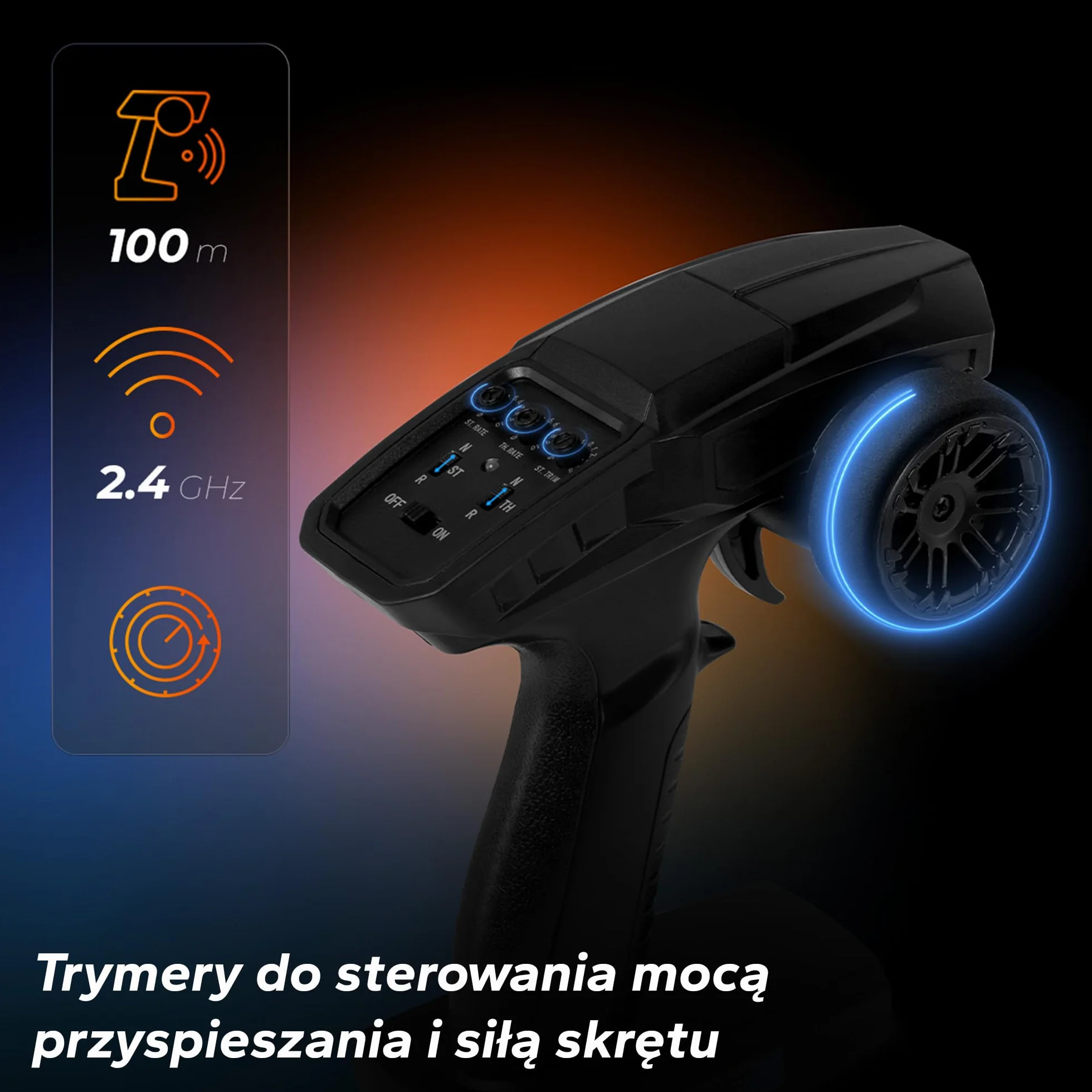 Overmax X-Hooligan duży, szybki, zdalnie sterowany samochód, skala 1:10, prędkość 35 km/h, zasięg 100 m, napęd 4 x 40 minut, oświetlenie LED