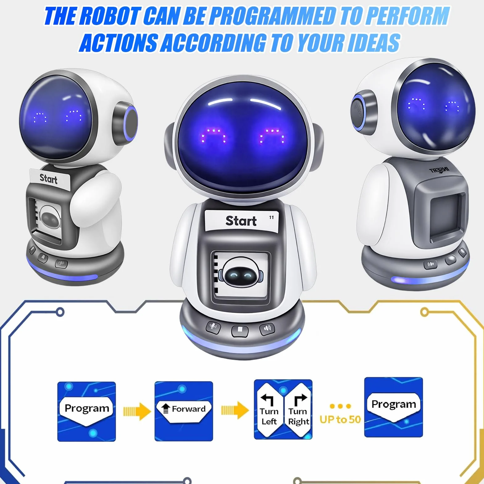 OBEST 2.4G Remote Control Robot z kartą Detekcja polecenia,Funkcja nagrywania i zmiany dźwięku,Światła ekspresji, 4-kierunkowe elastyczne sterowanie,Dzieci Wczesna Edukacja Głos Zabawki edukacyjne