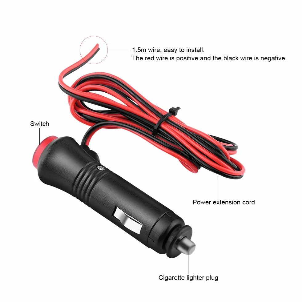 Wtyczka Zapalniczki Samochodowej 12V 24V Męski Adapter 1.5m