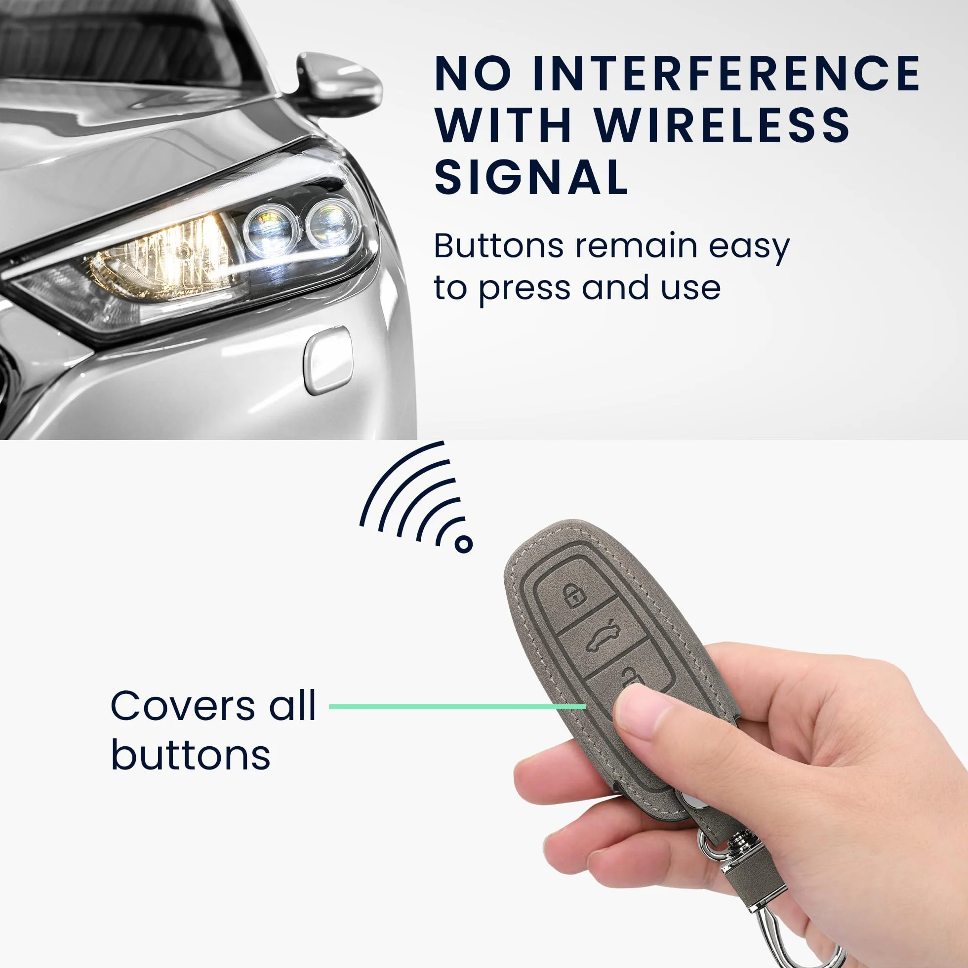 kwmobile etui na kluczyki samochodowe kompatybilne z Audi A6 A7 A8 Q7 Q8 3-przyciskowy kluczyk samochodowy Keyless - pokrowiec ochronny ze sztucznej skóry - Don't Touch My Key - szary
