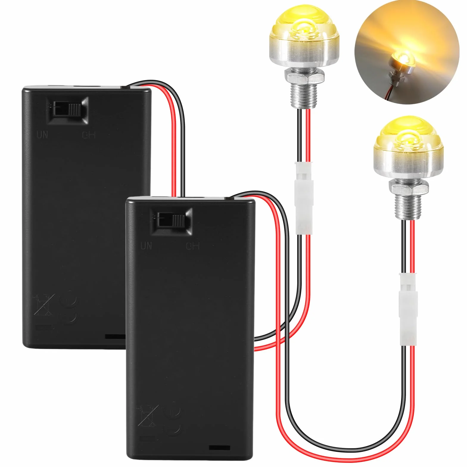 Miniaturowe lampy LED do domków dla lalek, mini lampki z uchwytem na baterie AA (ciepła biel)