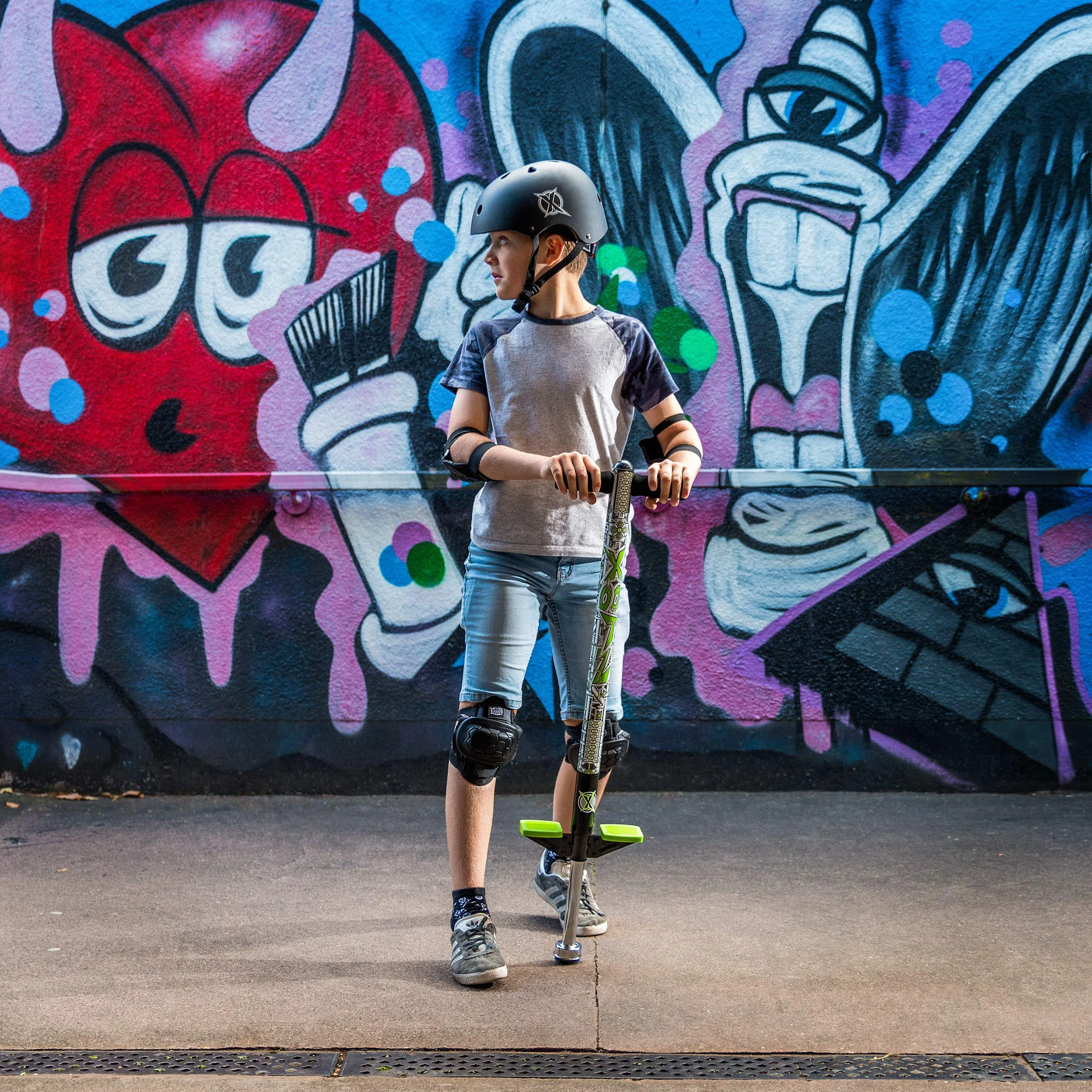 Xootz Pogo Stick | Wzornictwo przemysłowe dla dzieci, chłopców i dziewcząt, kierownica z miękkiej pianki, w wieku 5+, do 35 kg