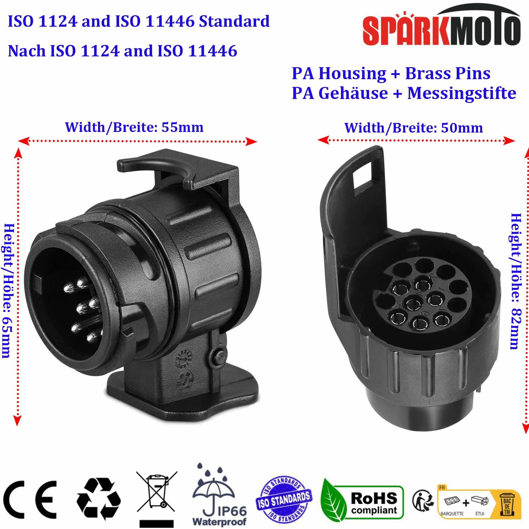 Adapter z wtyczką 7 do 13 pinów i 13-pinowy adapter z przyczepą 13 na 7 pinów, 7-biegunowe złącze zaczepu a 13 elementów do przyczepy kempingowej, uchwytu rowerowego (SK713A)