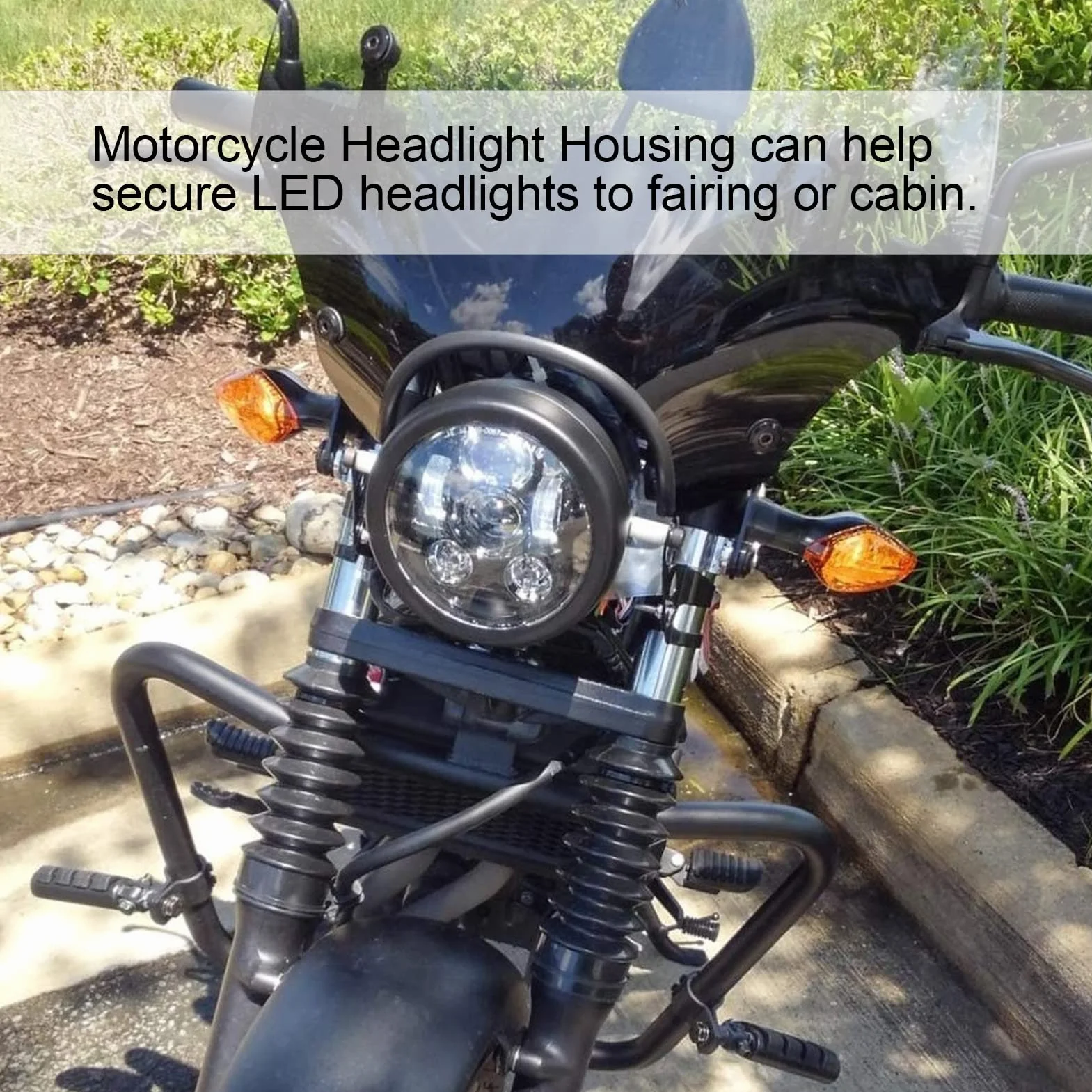 Obudowa Reflektora Motocykla, 7-calowy Okrągły Motocyklowy Reflektor LED, Uniwersalne Reflektory Motocyklowe z obudową Wiadro 7 z rurą Widelca 38-51 Mm/0,15-0,2 Cala do Motocykla