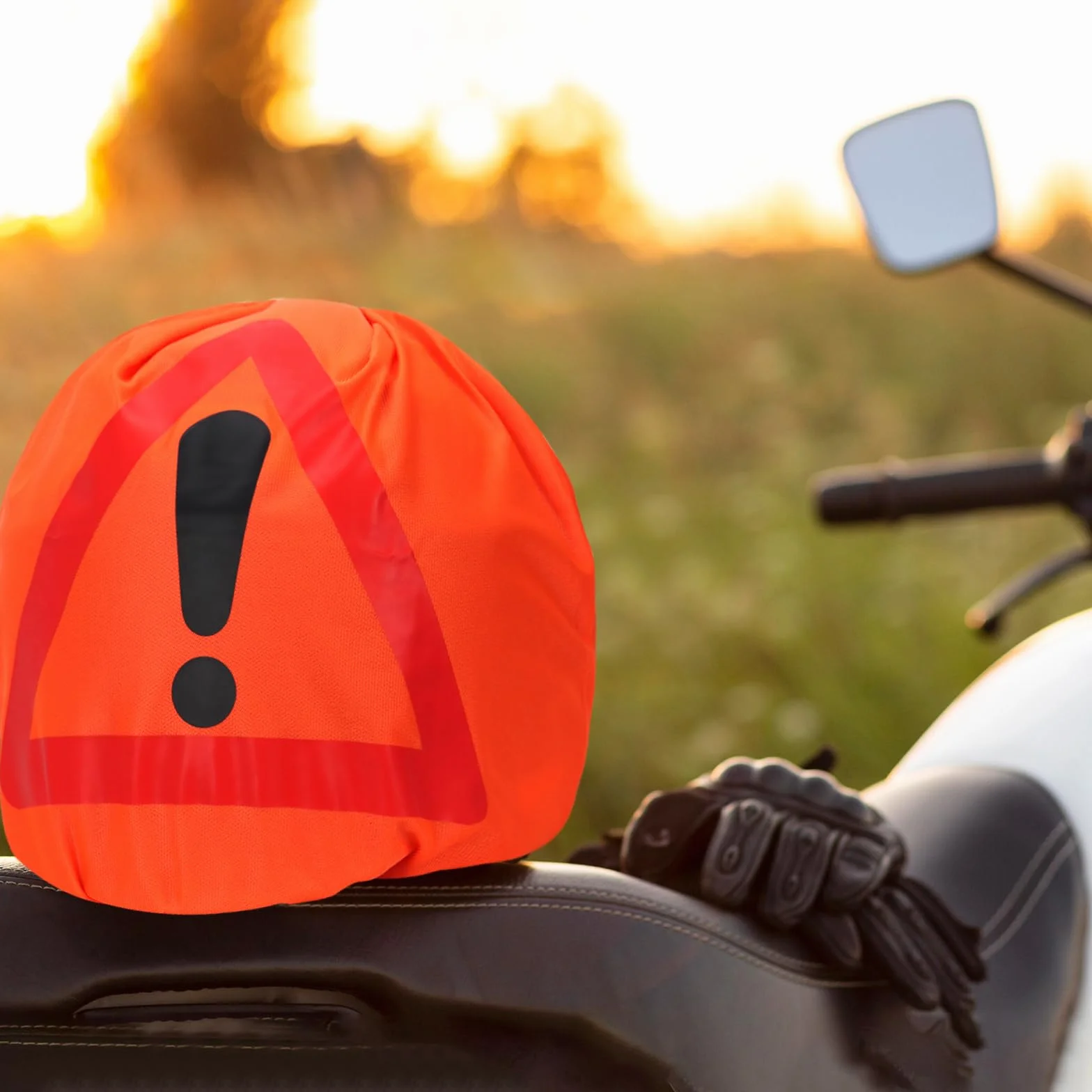 BEIMEIII Zestaw trójkąt ostrzegawczy i pokrowiec na kask motocyklowy 46x43 cm