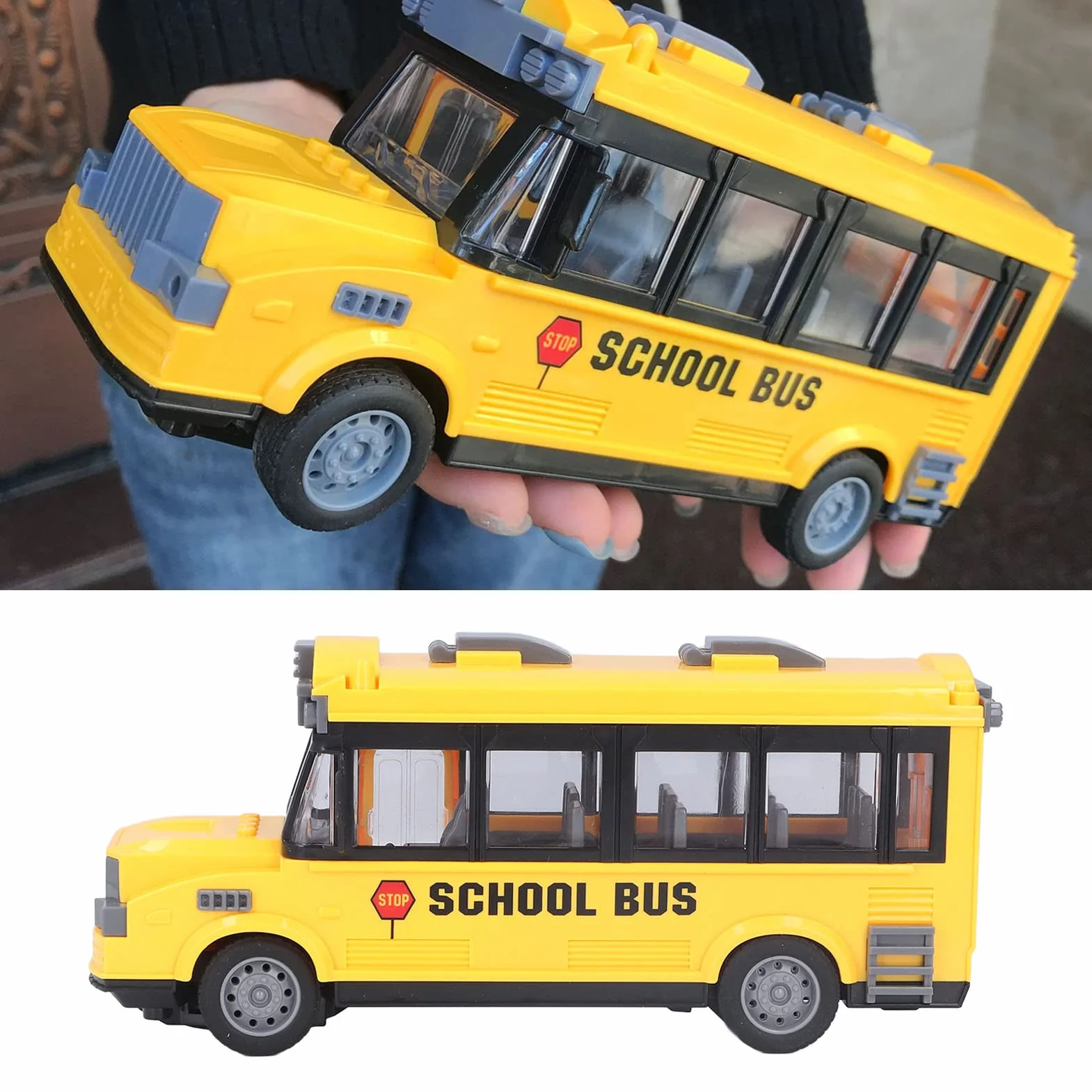 Zabawkowy Autobus Szkolny, Skala 1/30, śWiatła Przednie i Nadwozia, RęCznie Otwierane Prawe Drzwi Kabiny, Autobus Zdalnego Sterowania dla Dzieci