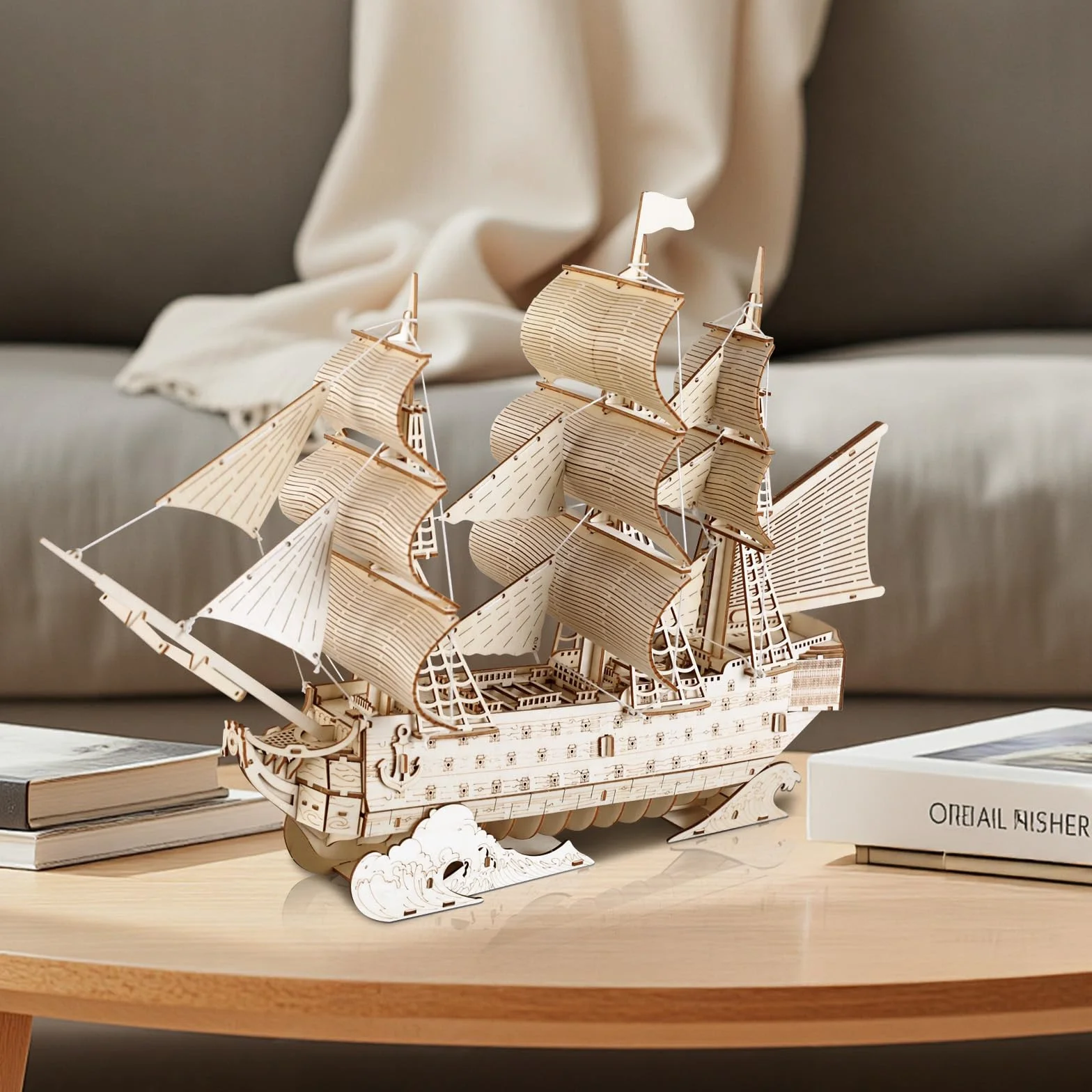 comfoyar Puzzle 3D Żaglowiec, drewniane zestawy modeli łodzi dla dorosłych do budowania, zestawy do majsterkowania, dekoracja domu i Boże Narodzenie, urodziny, prezenty walentynkowe dla mężczyzn i