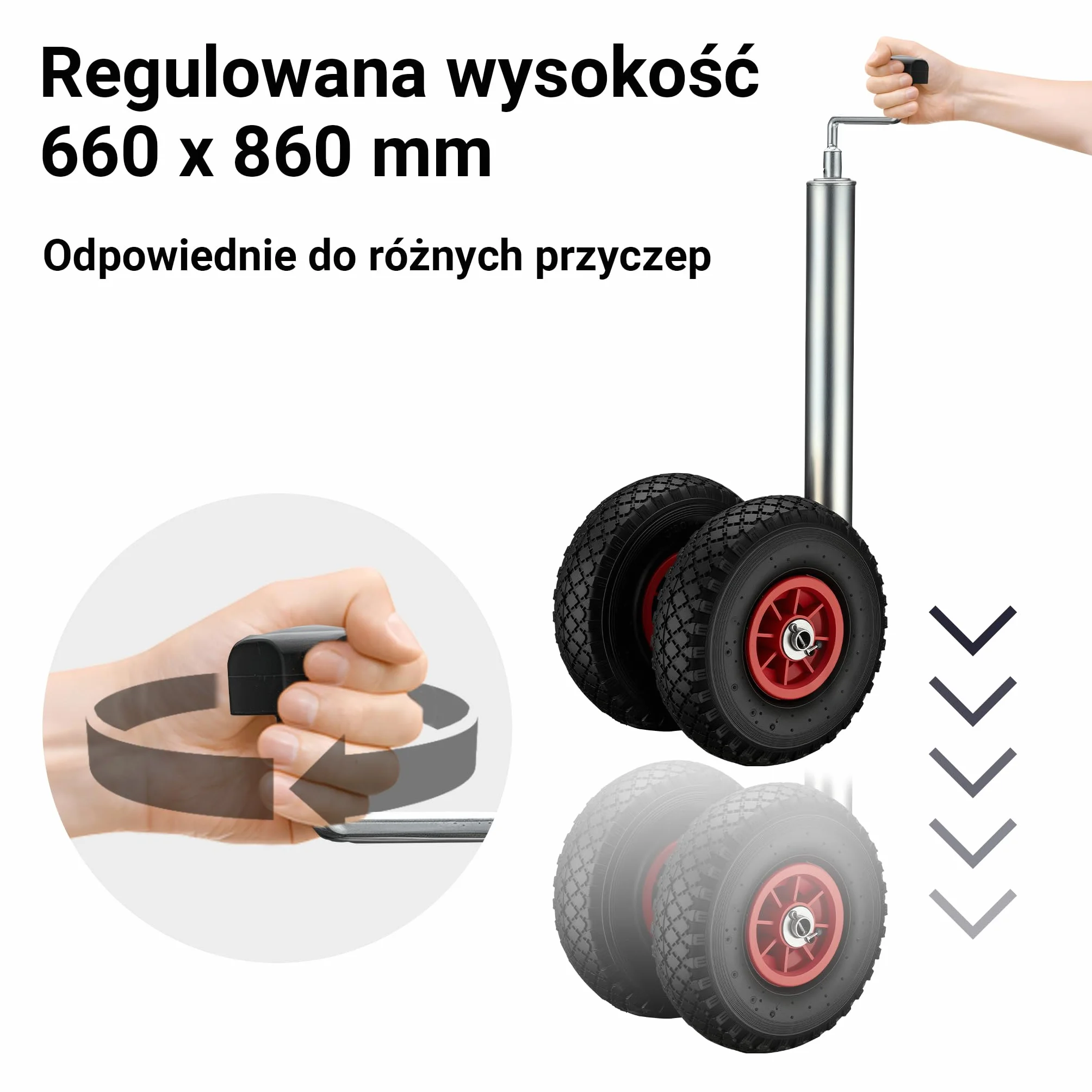 Wiltec Podwójne koło podporowe 260x85 mm 200 kg do przyczep
