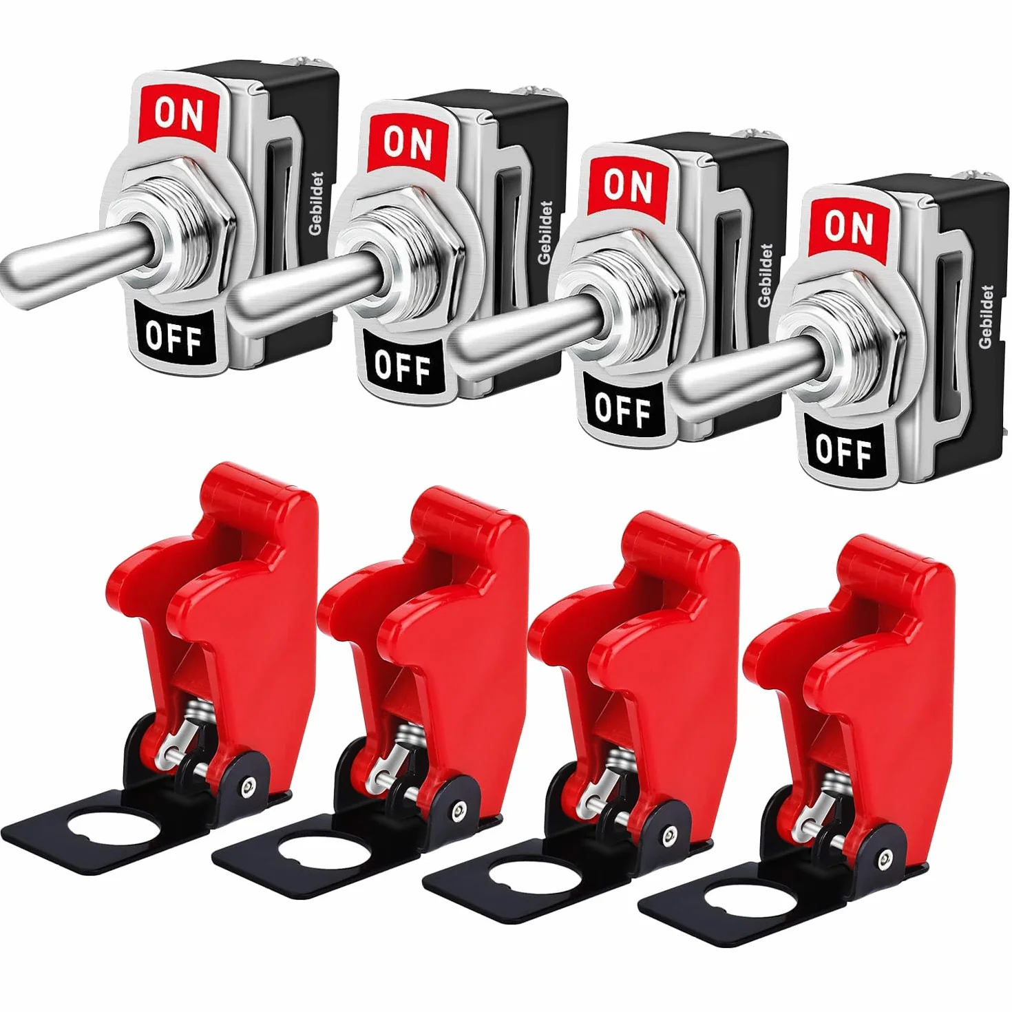 Gebildet Przełącznik dźwigienkowy 10A 12V DC SPST 2-pinowy Rocker Toggle 4 sztuki