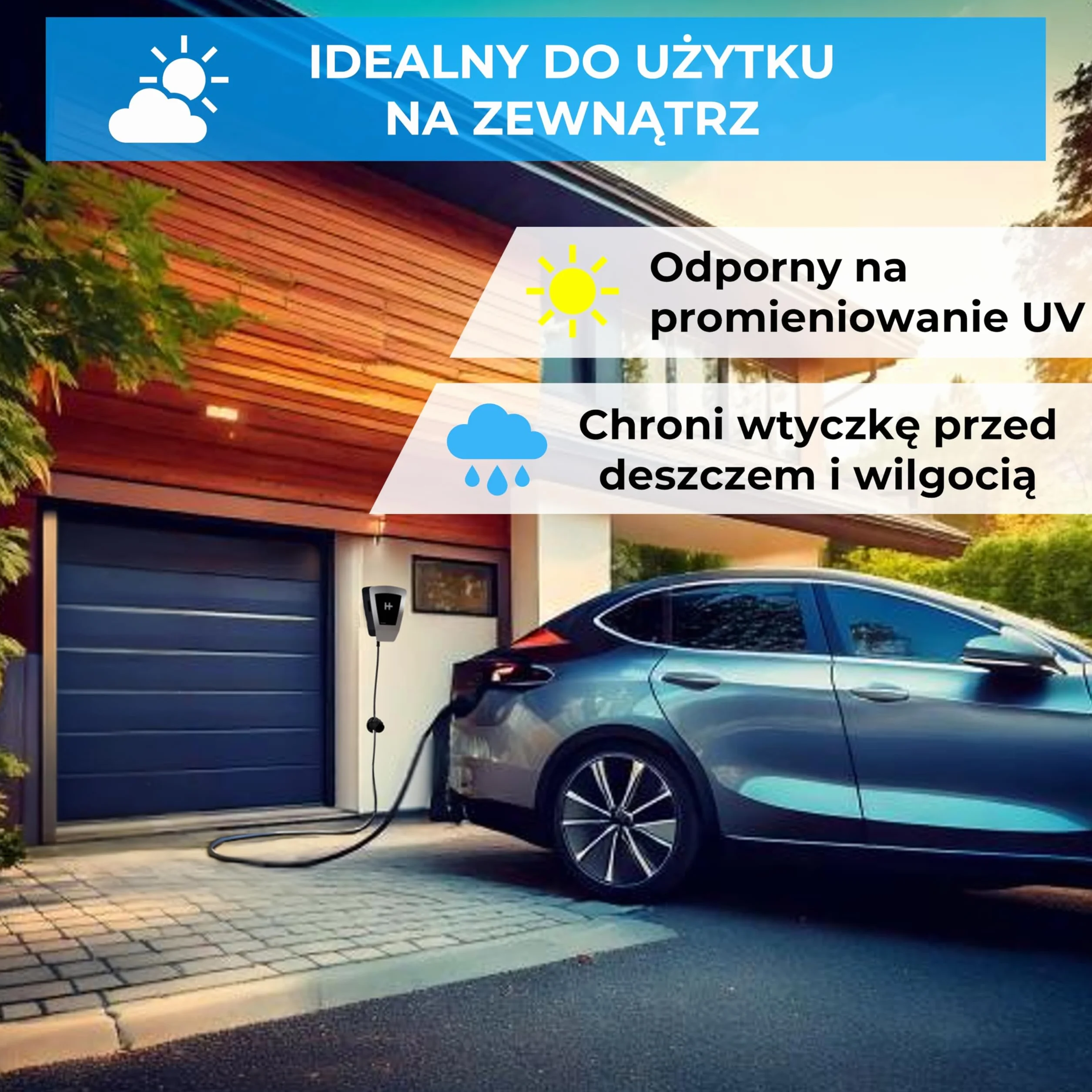 GRAFT kabel ładujący typ 2 uchwyt ścienny z wtyczką IEC 62196-2 akcesoria do wallbox zabezpieczenie przed kradzieżą