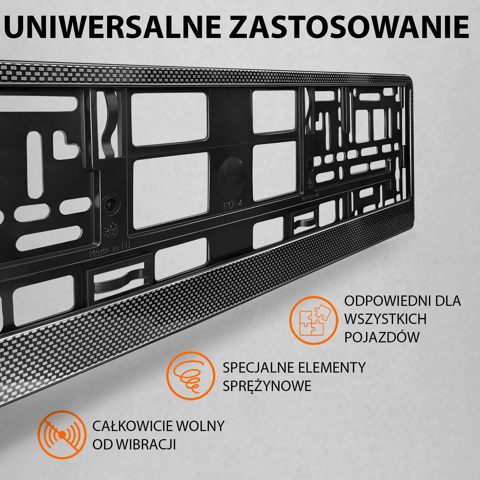 Uchwyt tablicy rejestracyjnej carbon look 520x110 mm Ramka do tablic rejestracyjnych dla polskich tablic PL