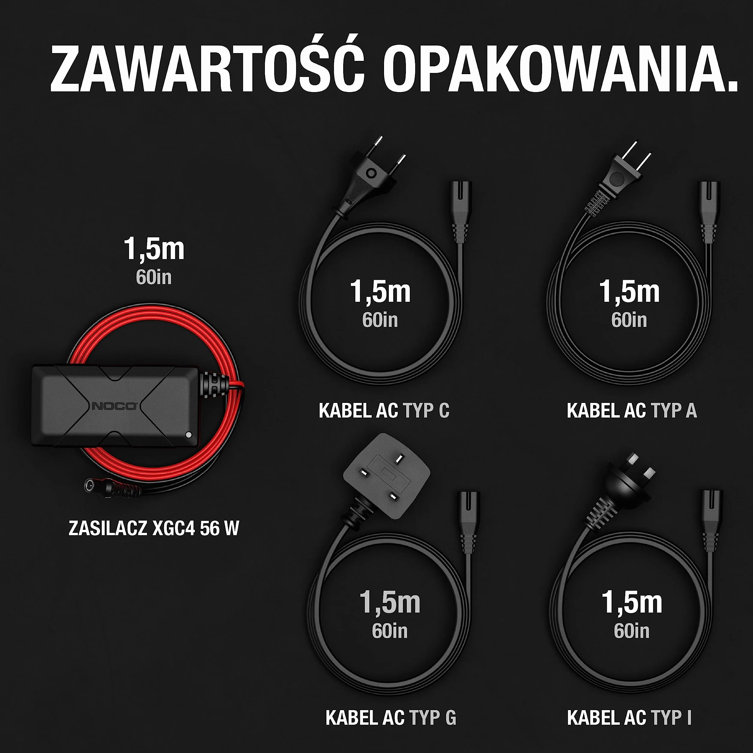 NOCO XGC4 56 W zasilacz do GB70 GB150 GB500 Boost UltraSafe litowy rozrusznik