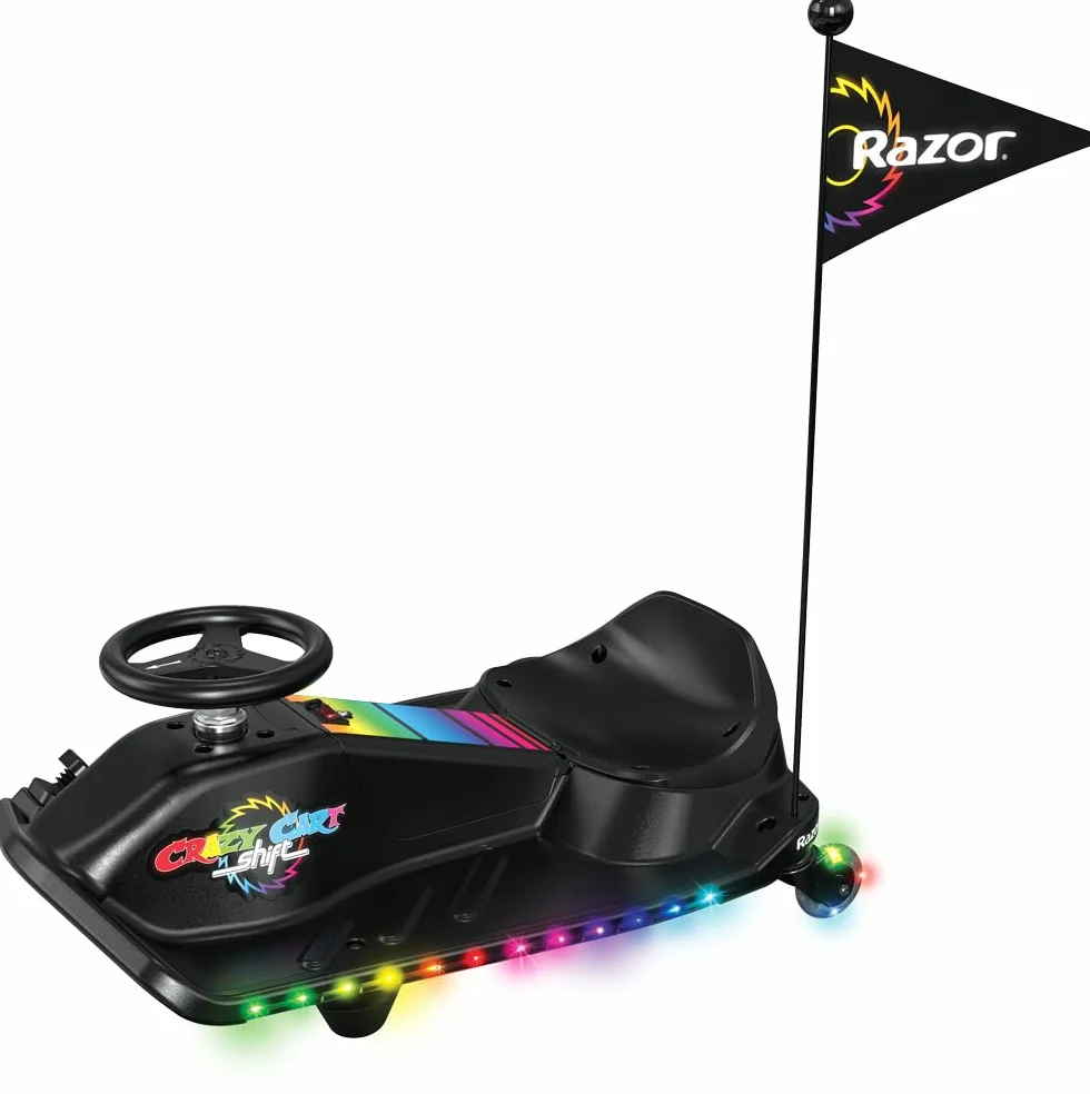 Razor Uniseks - Dzieci Crazy Cart Shift Lightshow 20173805 Gokart dla Dzieci, Czarny