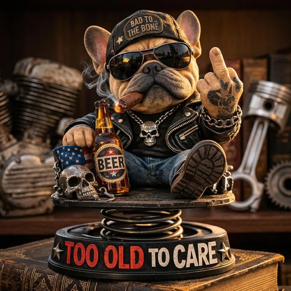 Bobblehead Bulldog na Deskę Rozdzielczą - Figurka z Żywicy, Potrząsająca Głową Psa Ozdoba Samochodowa