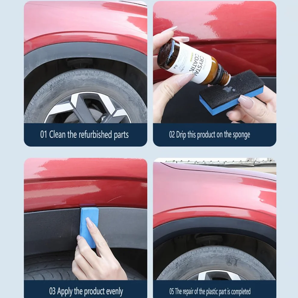 Plastic Parts Refurbish Agent, Crystal Coating for Car, With Sponge, Crystal Coating Plastic Restorer Interior and Exteriorm Refurbish Agent, Deep Maintenance Of Your Car (3)