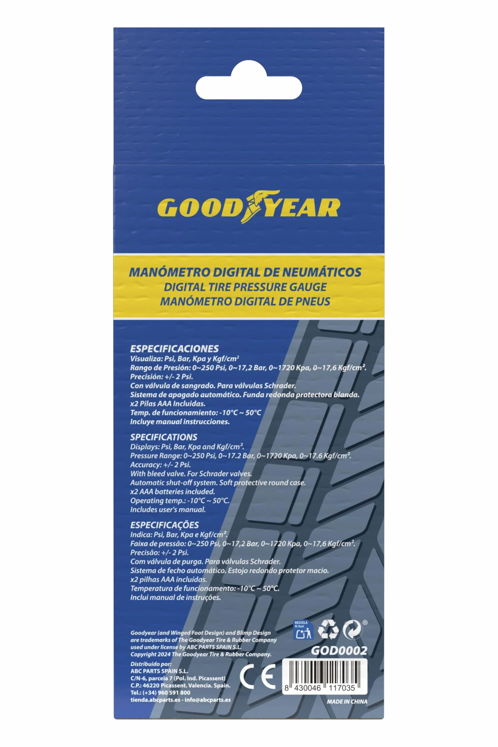 GOODYEAR GOD0002 Cyfrowy miernik ciśnienia w oponach