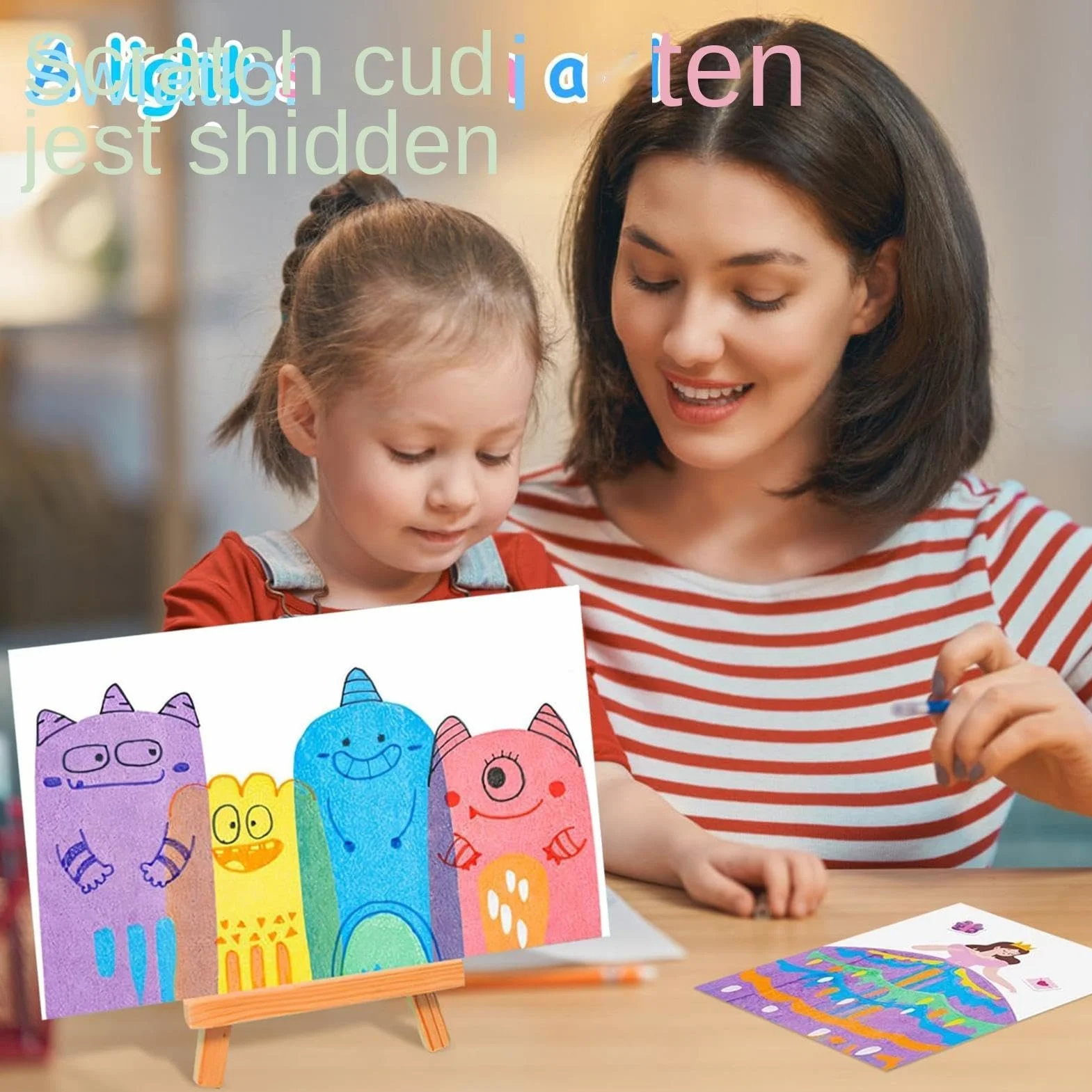 Rainbow Squeeze Art Kit - DIY Postcards Kids Painting Kit for Boys Girls, Fine Motor Skills Classroom Home School Birthday, Creative Craft Activity Set for Children Learning, Fun Art Play