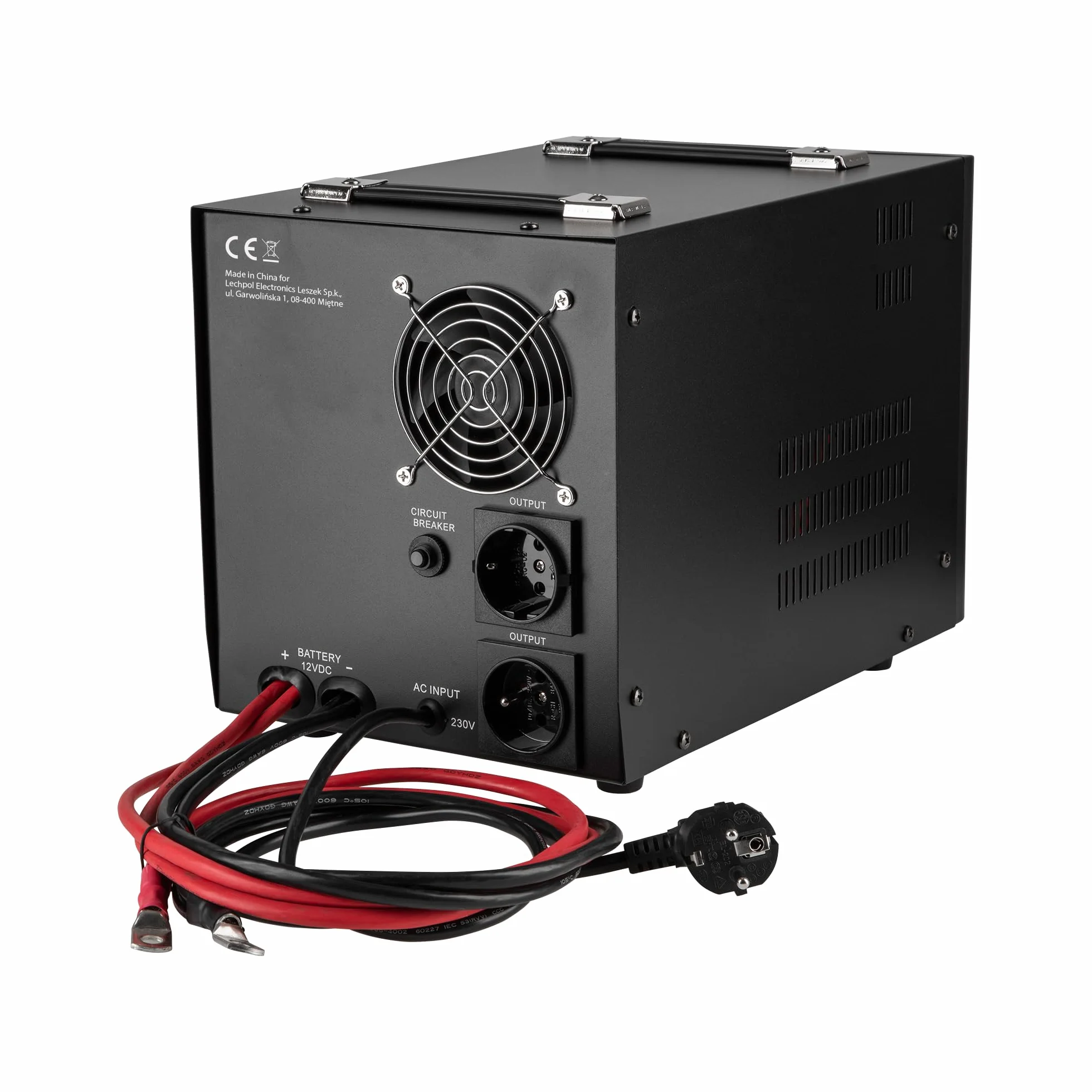 Kemot Awaryjne Źródło Zasilania PROsinus-2000 Przetwornica z Czystym Przebiegiem Sinusoidalnym i Funkcją Ładowania 12V 230V 2000VA/1200W URZ3407B Czarny
