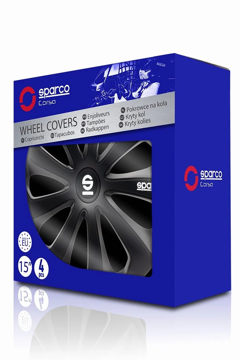 Sparco Zestaw 4 Osłon Kół 15"” Sicila SPC1570BK Czarna Osłona Kół Samochodowych
