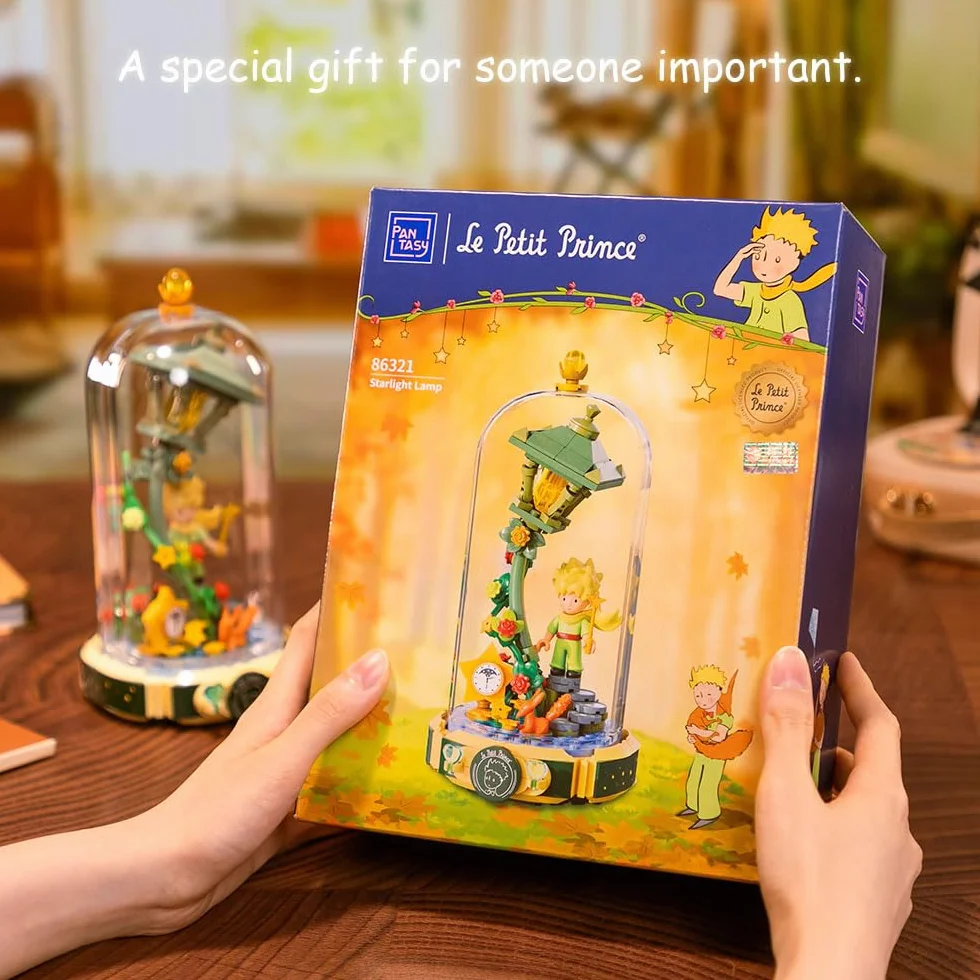 PANTASY Le Petit Prince zestaw klocków Lampa Gwiezdna - Kreatywny model DIY z minifigurką i przezroczystą osłoną ochronną. Idealny prezent dla dorosłych i dzieci. Premium klocki do dekoracji domu