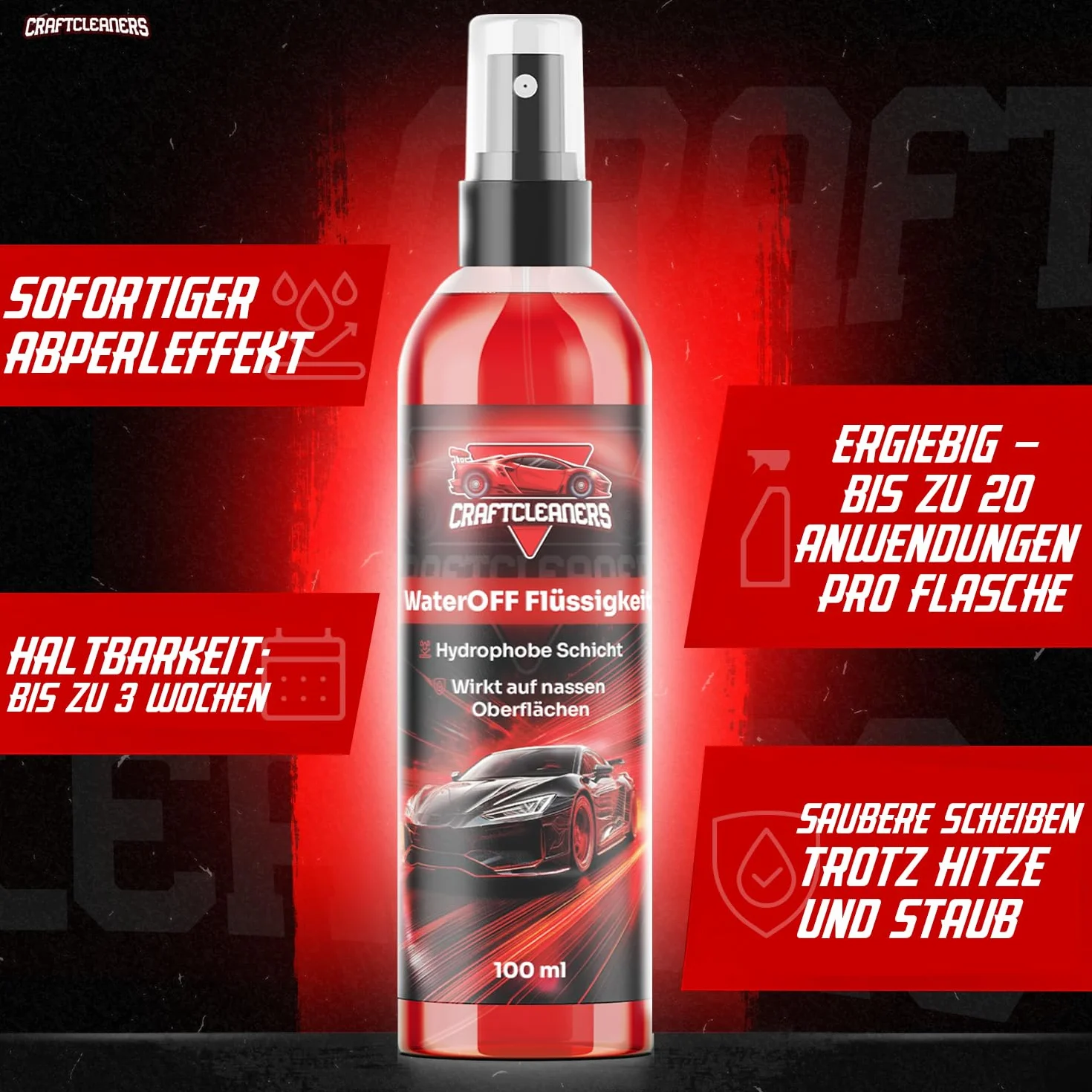 WaterOFF płyn hydrofobowy 2x100 ml spray impregnujący do szyb samochodowych nano