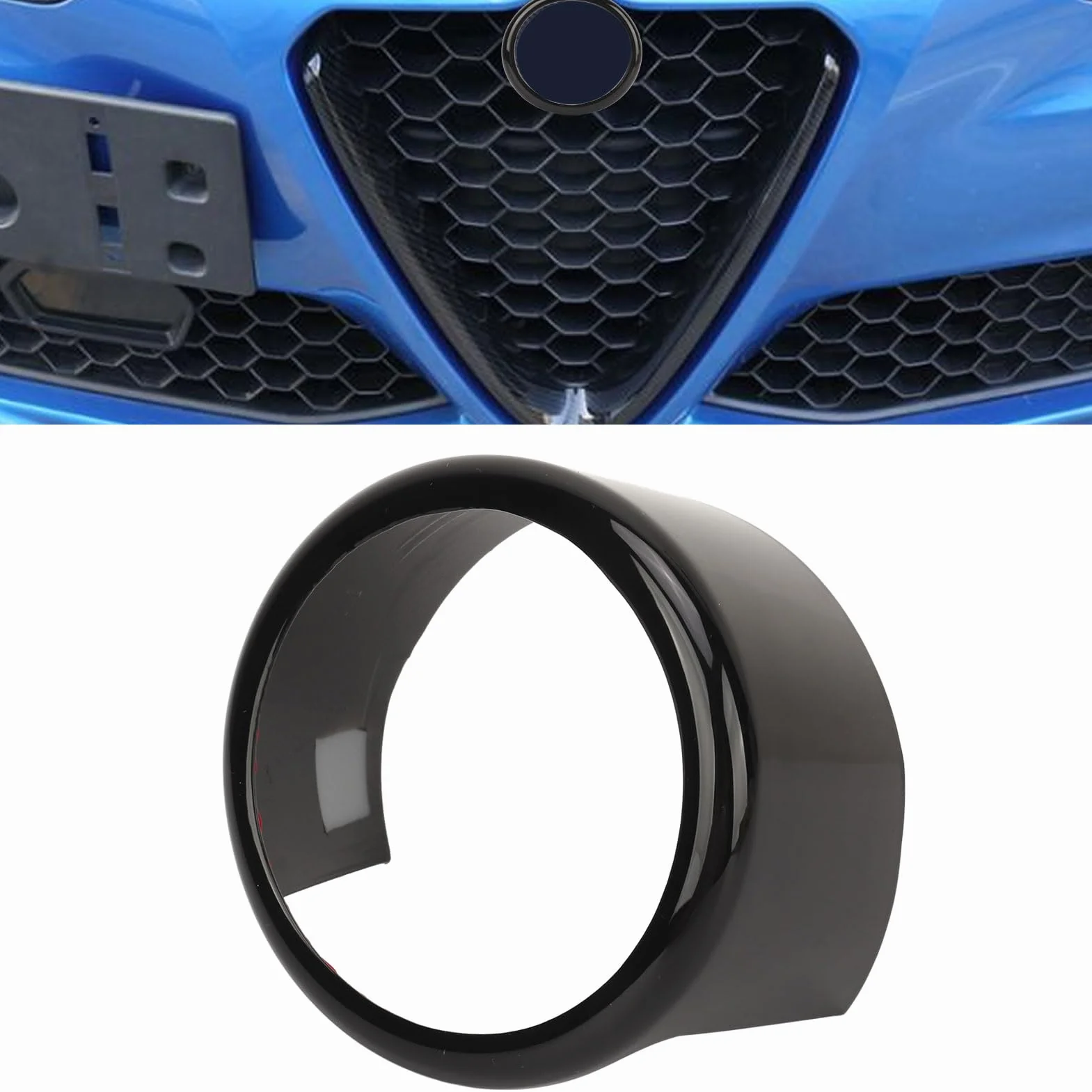 Przedni Grill Emblemat z Logo Błyszczący Czarny dla Alfa Romeo Stelvio 2017-2023