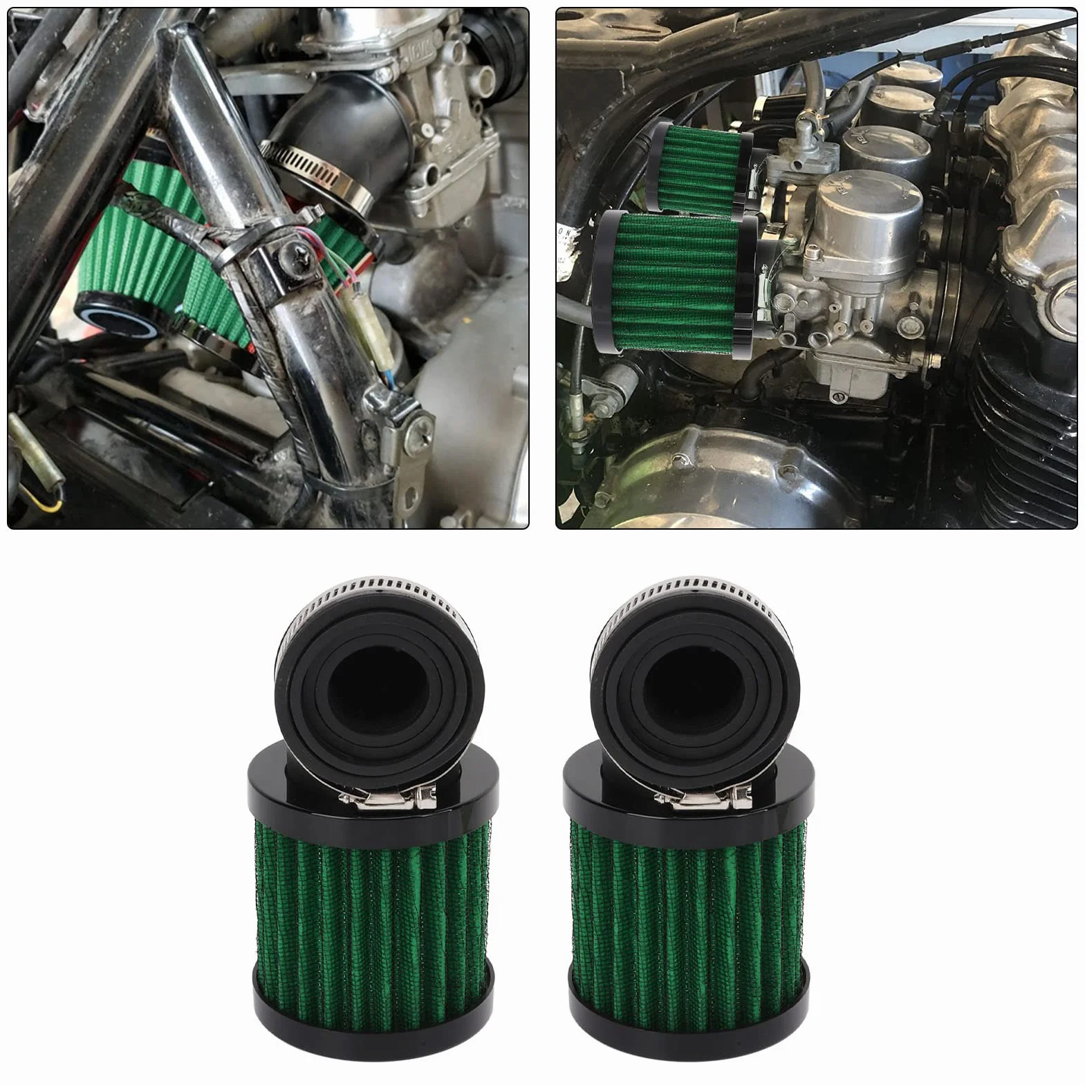 Filtr powietrza do motocykla, kąt 90 stopni, filtr zasysający powietrze, środek czyszczący 28 do 48 mm, uniwersalny do 50 70 90 125 motorowerów, skuterów, quadów, motocykli