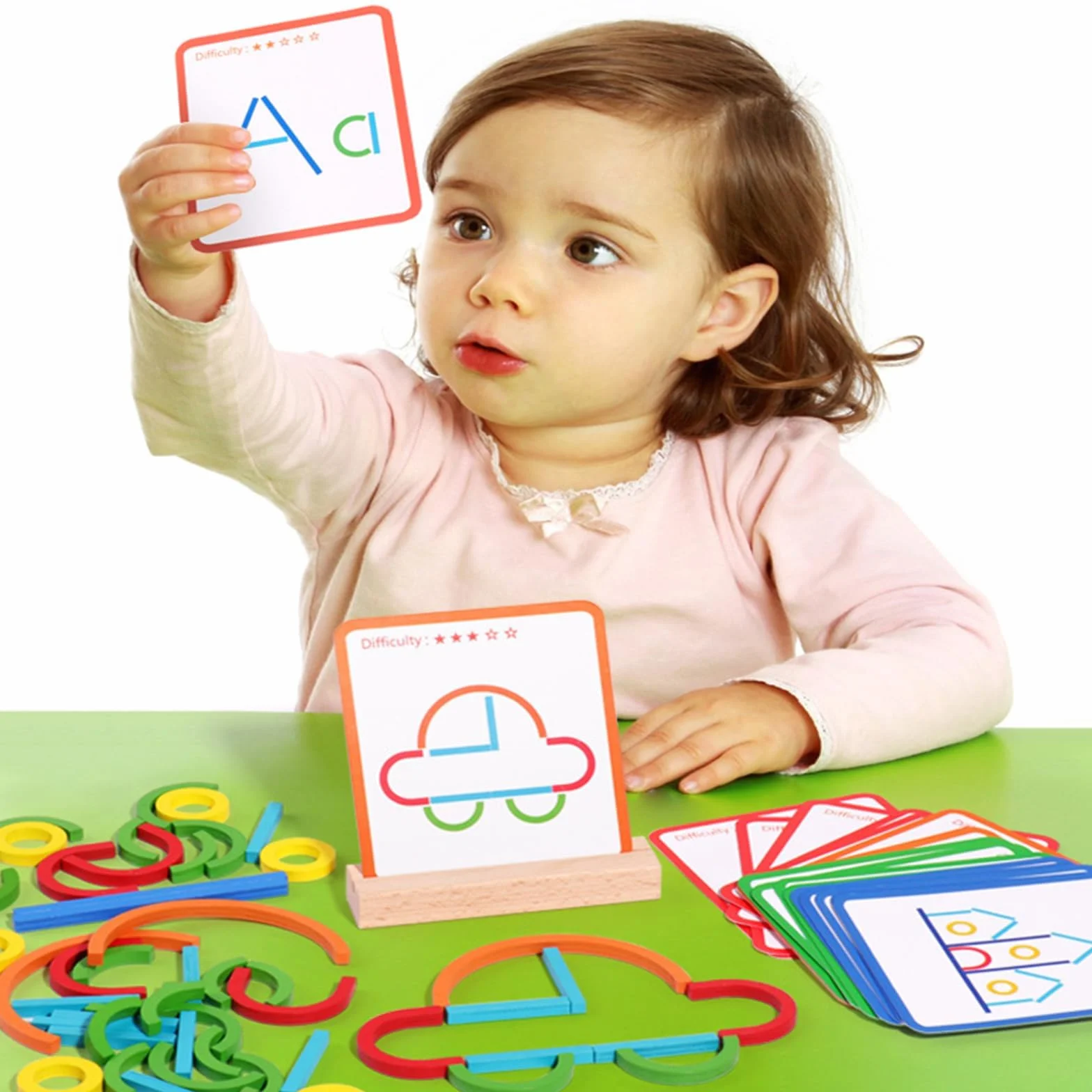 Montessori zabawka dla dzieci 3-5 lat, 120 sztuk, puzzle, kije i pierścienie z kartami, gry edukacyjne, prezent dla dzieci