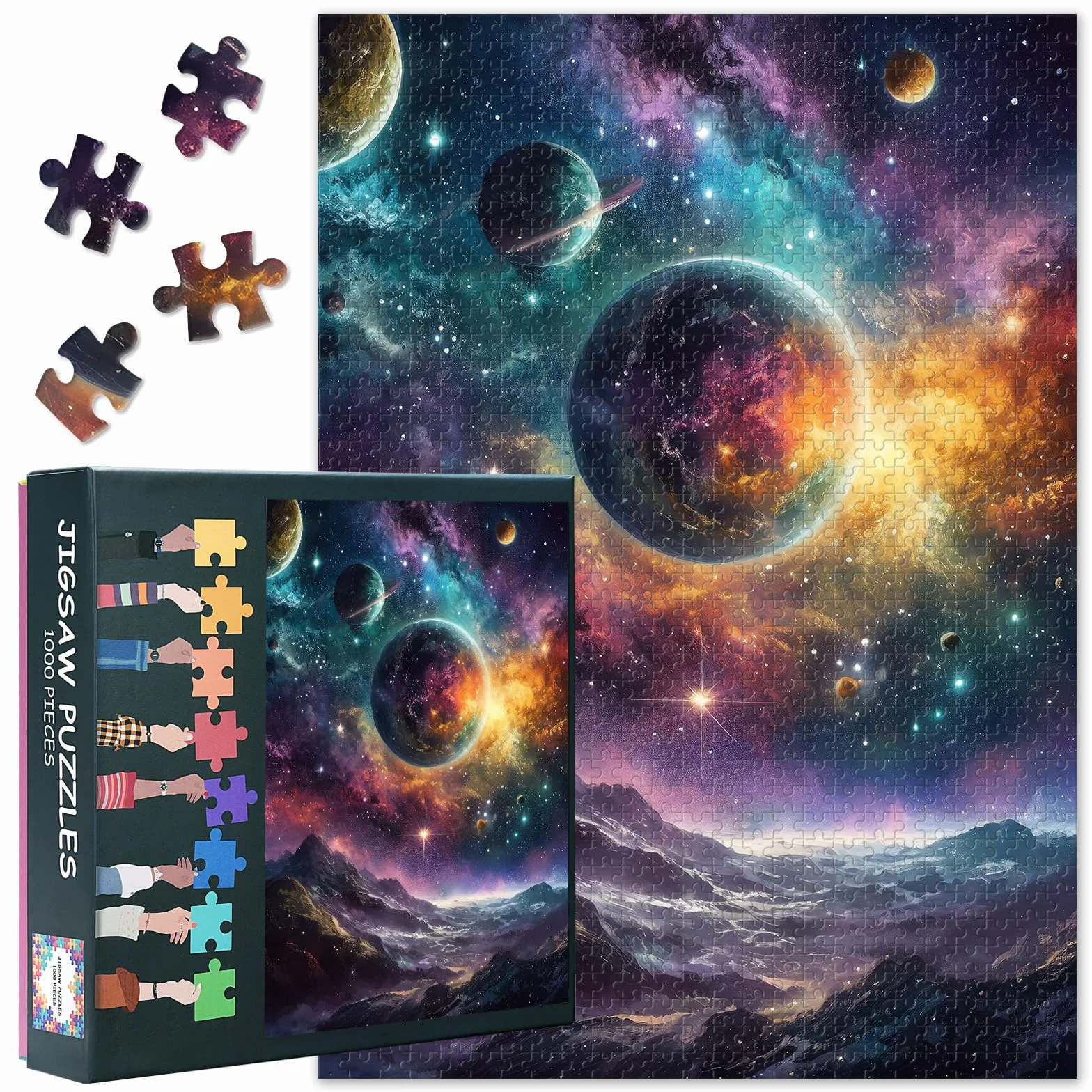 Puzzle planet dla dorosłych, 1000 elementów – Galaxy Hard wymagające puzzle rodzinne, 70 x 50 cm, puzzle Droga Mleczna, puzzle dla kobiet, dekoracja mieszkania (seria Wszechświat)
