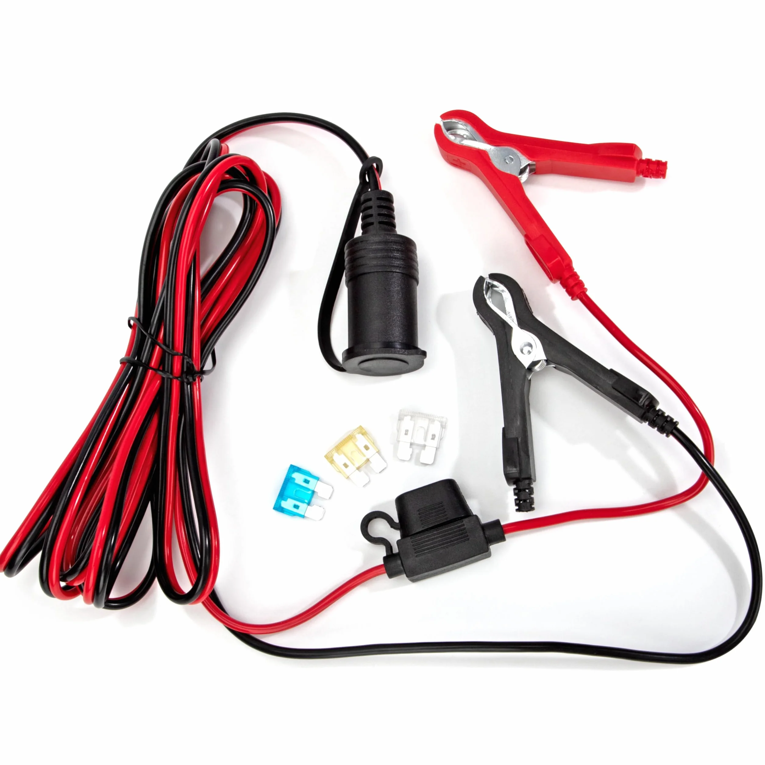 Gniazdo zapalniczki 12V/24V kabel przedłużający 3m 16AWG wodoodporny z bezpiecznikiem 15A