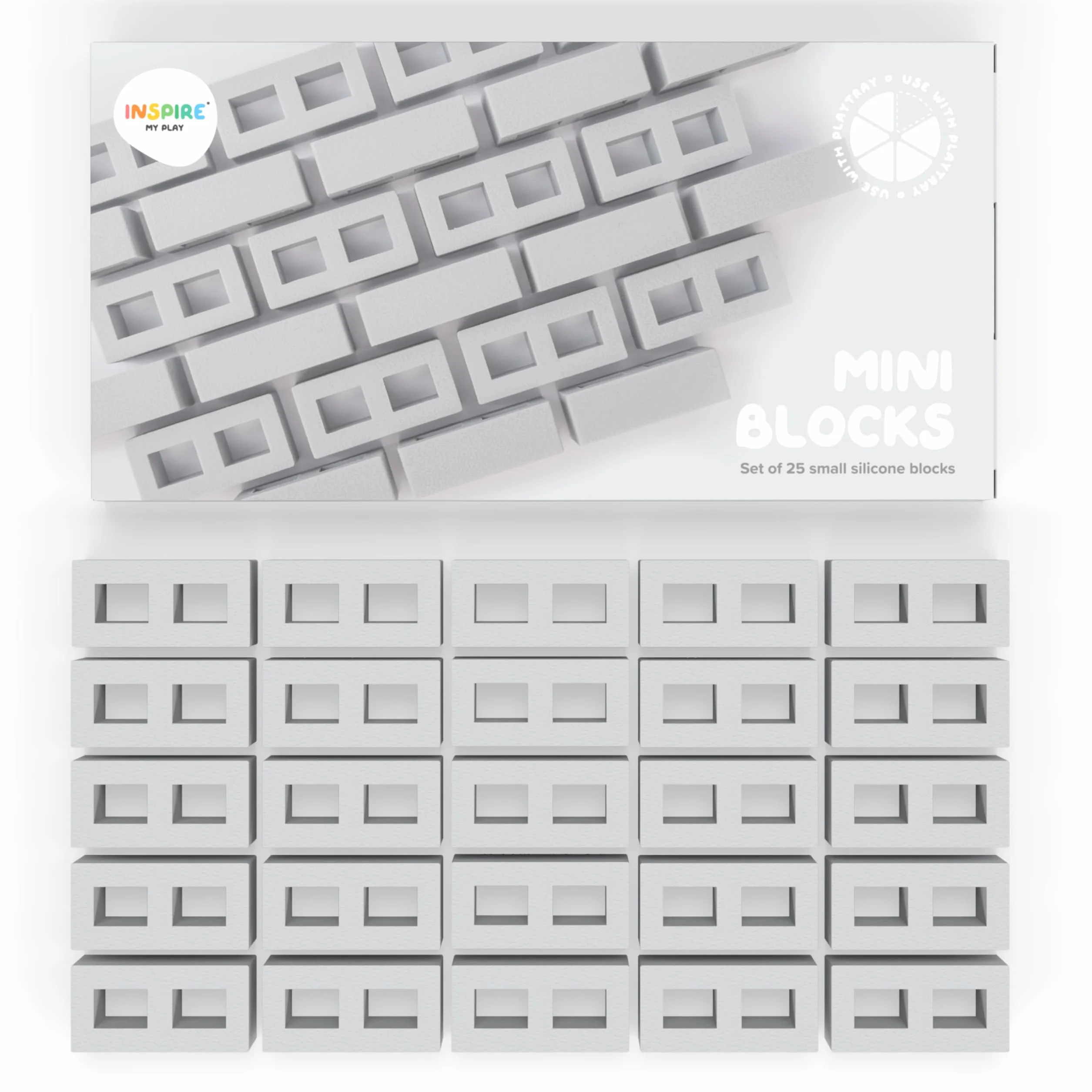 Inspire My Play 25 x mini silikonowe klocki do zabawy sensorycznej i chaotycznej, wypełniacz kosza, kreatywność dla dzieci, 25 szt
