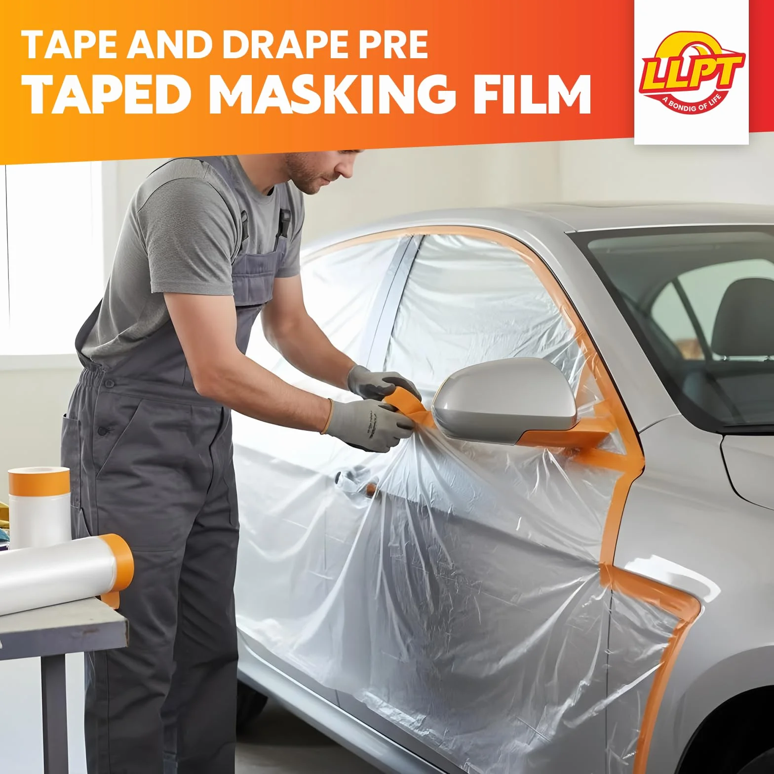 LLPT Ruban adhésif film masquage 270 cm x 20 m Lot de 2 protection peinture meubles muraux