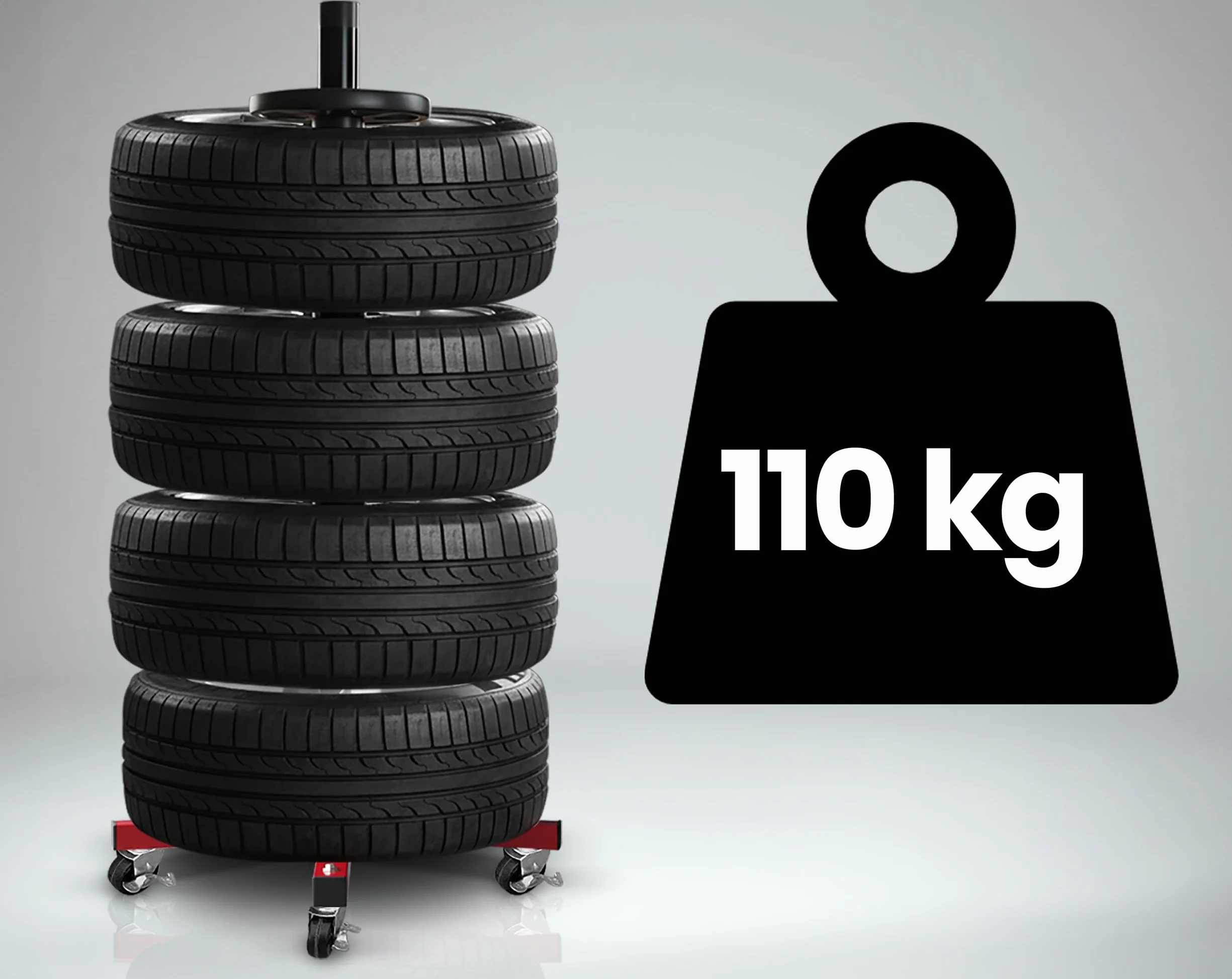 Humberg Stojak na Felgi i Opony 110kg Mobilny Regał Wolnostojący na 4 Koła Stal Aluminium