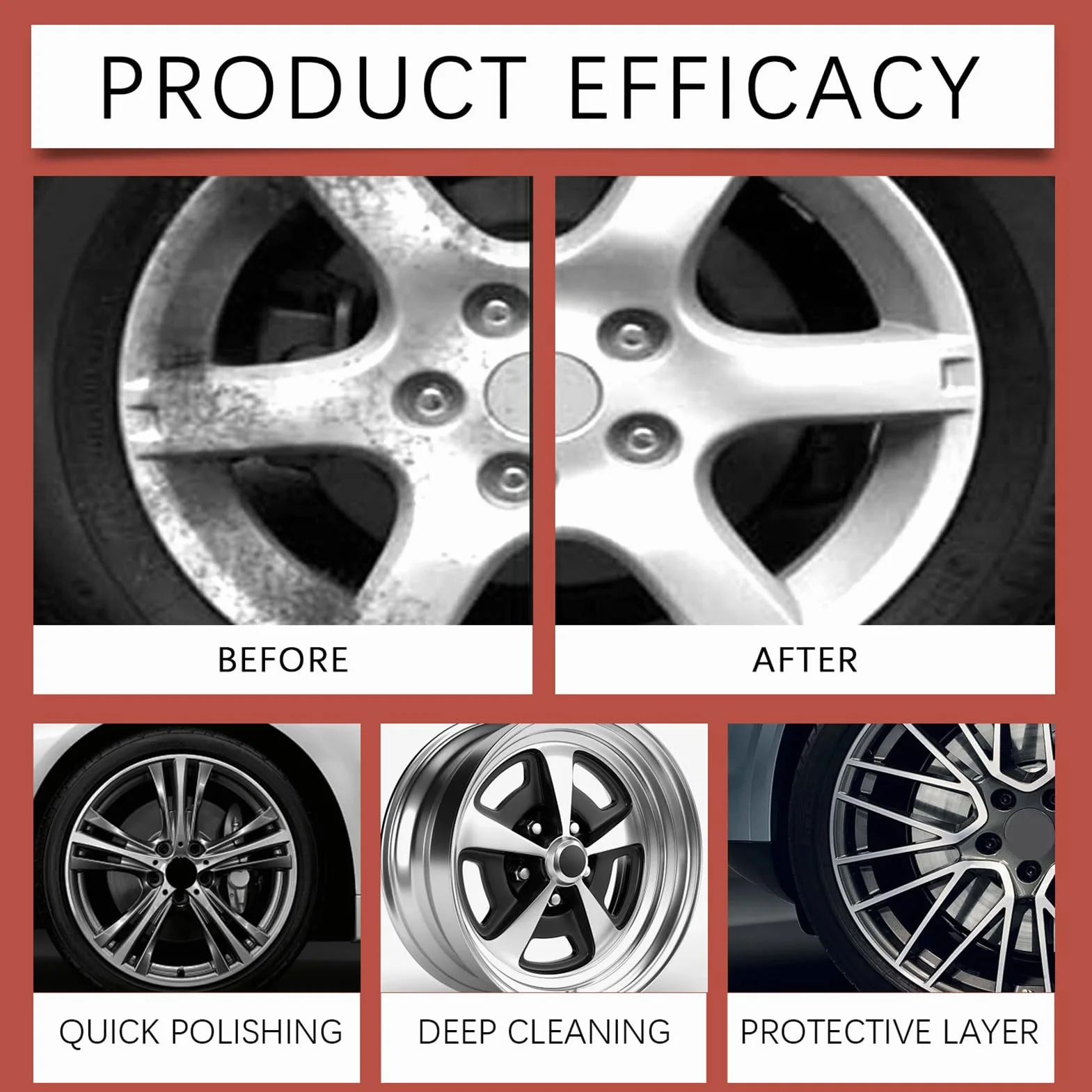 Tire Shine Spray - 120ml Rim Restorer Agent, High Gloss Wheel Cleaner | Deep Black Finish Effect, Long-Lasting Protective Coating Function, Car Care Accessory, Ideal for Vehicle, Garage, 7.3x17cm