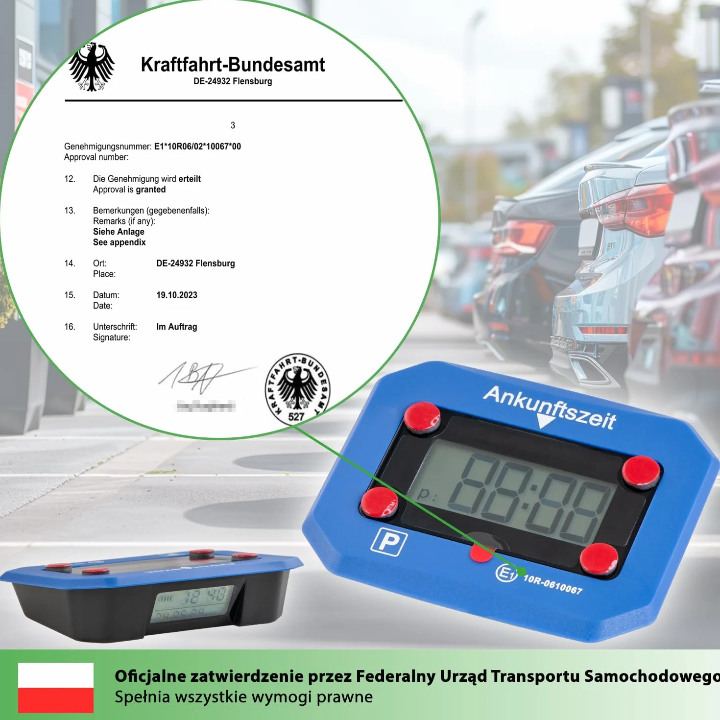Fouraces elektroniczny czujnik parkowania z wymienną baterią automatyczny czas letni/zimowy niebieski