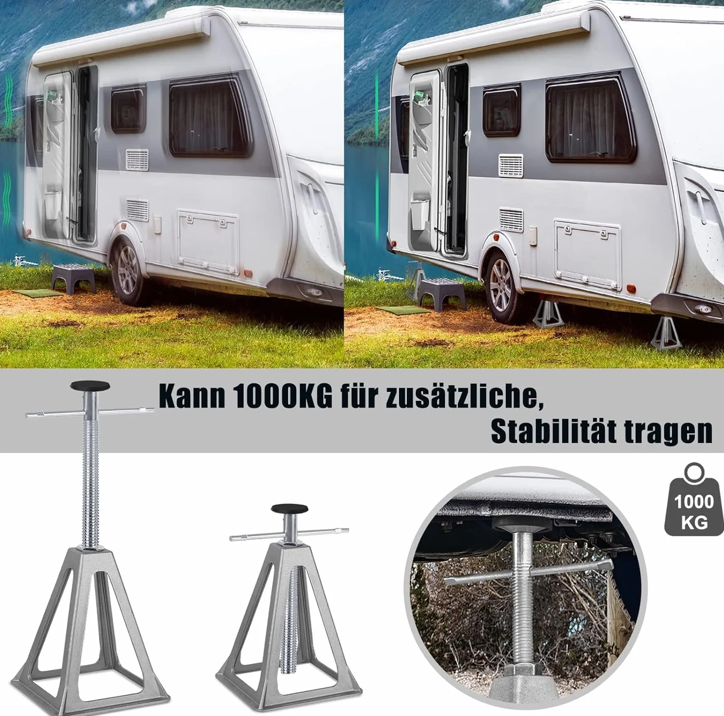 HENGMEI Podpórka do przyczep kempingowych 4 sztuki 1000 kg aluminium