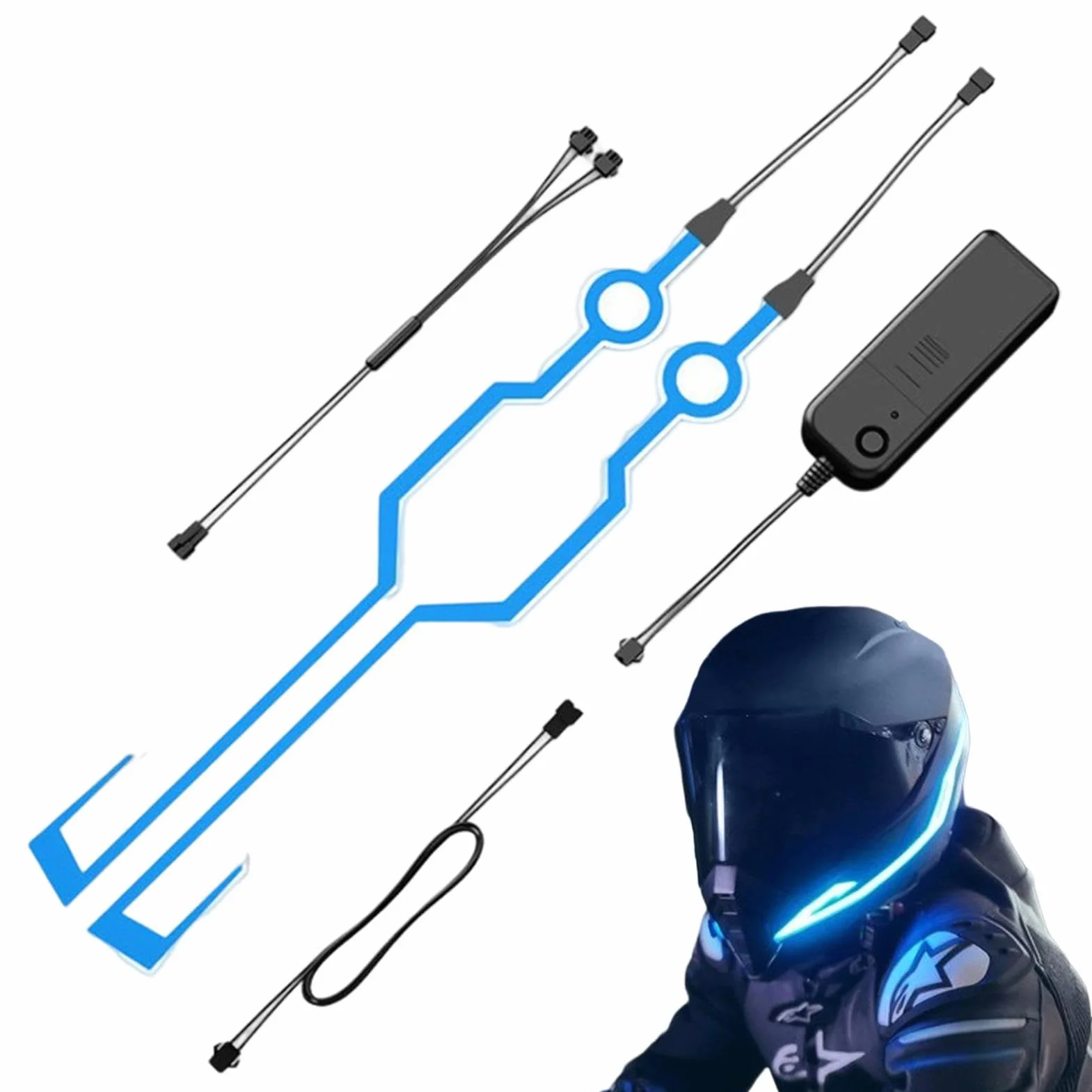 Helmet Strip Light, Led Light for Motorcycle Helmet, 14 * 9 * 8cm/5.51 * 3.54 * 3.14 Inches Adhesive Helmets Lights Strips, Safety Night Riding Accessory for Bikers