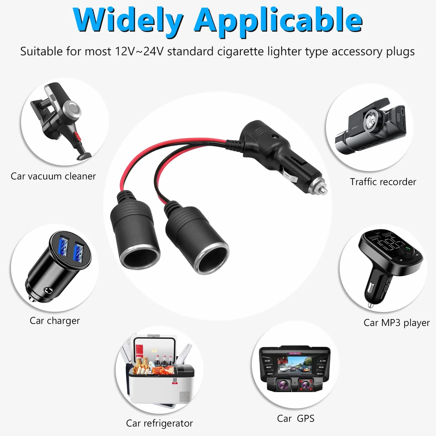 12V/24V Adapter rozdzielacza zapalniczki samochodowej 2 gniazdka USB Ładowarka samochodowa