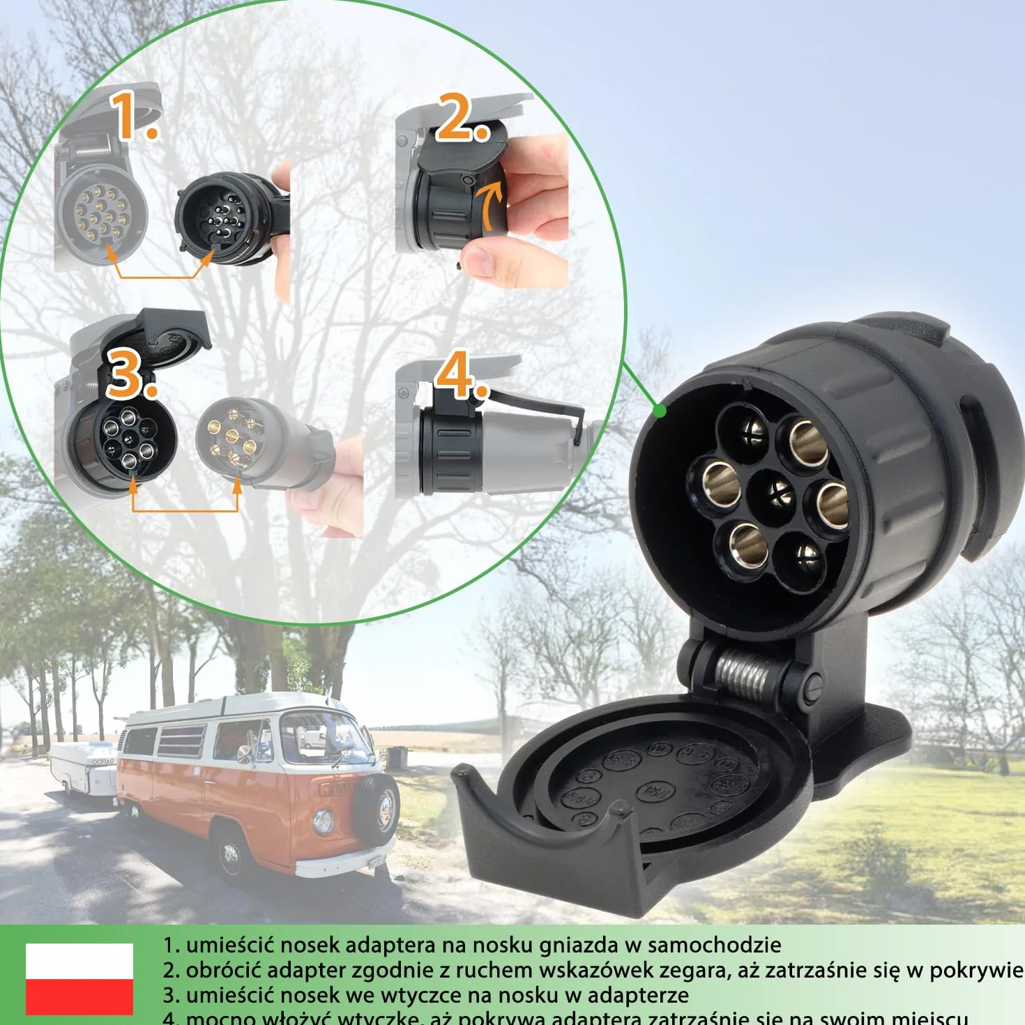 Fouraces Adapter do Przyczepy 13 do 7 Pin Czarny