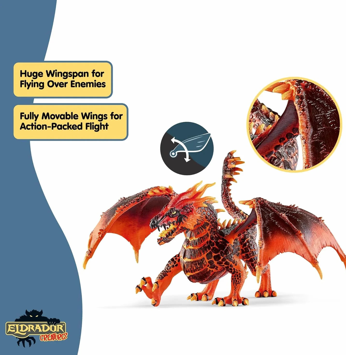 schleich ELDRADOR CREATURES | Magmowy smok 70138 | Figurka potwora schleich z ruchomą szczęką i skrzydłami | świetny prezent dla dzieci od 7 lat | 20 x 14 x 15 cm