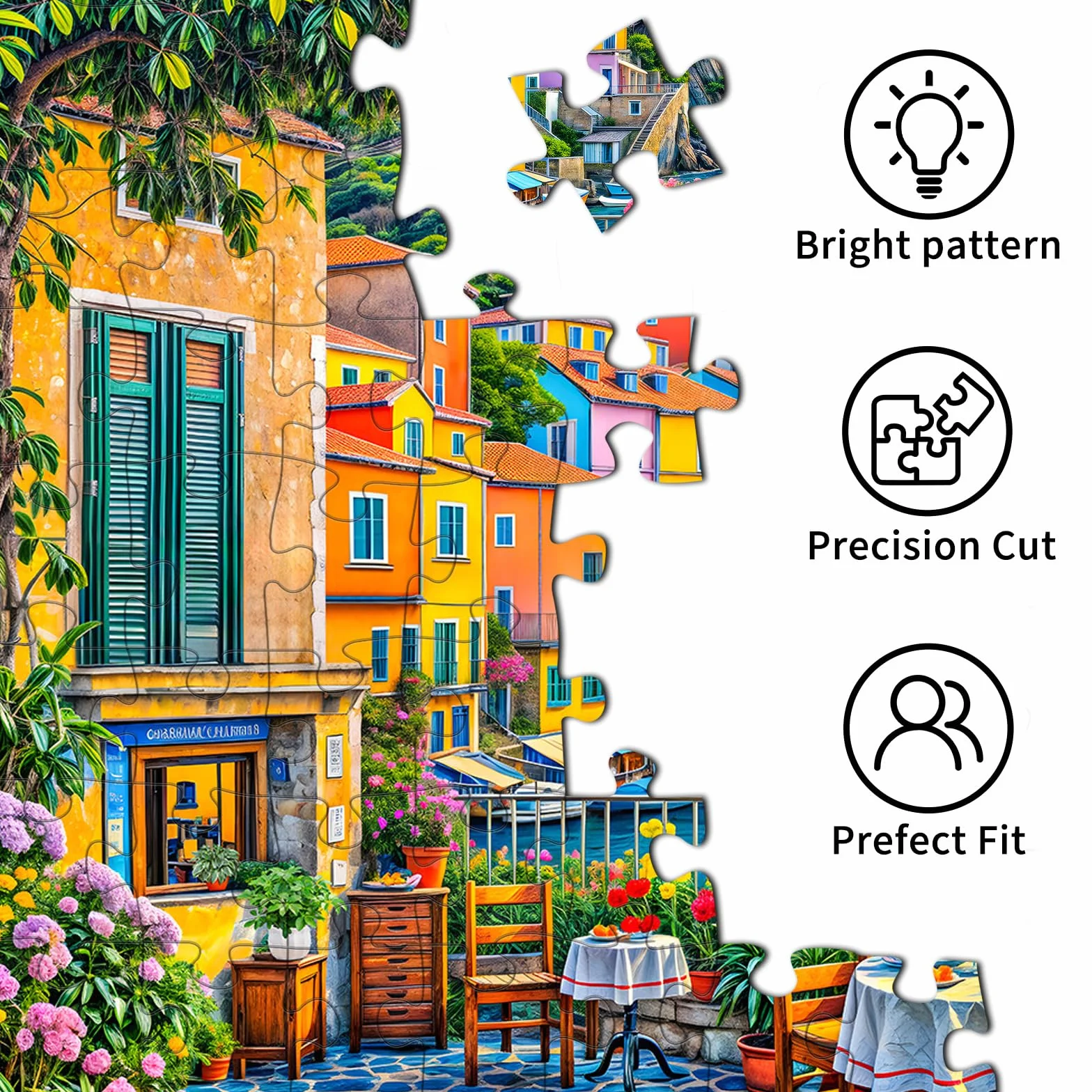 Puzzle 1000 elementów dla dorosłych i dzieci, niemożliwe wyzwanie, prezent z puzzli, sprytne puzzle, kolorowe puzzle, puzzle z romantycznym motywem Cinque Terre