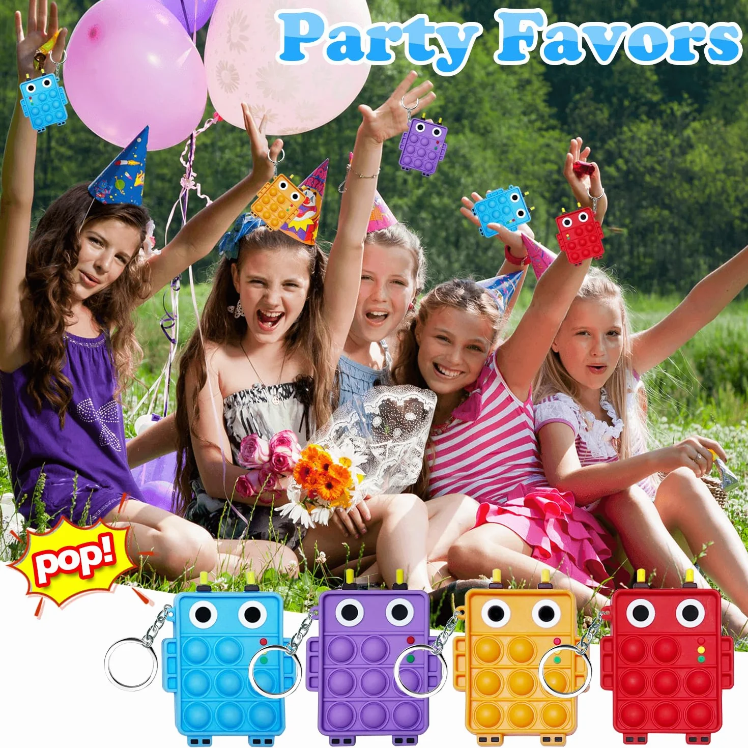 4 szt. Mini Pop Push It Fidget Zabawka Breloczek, kolorowy silikonowy bąbelek bąbelkowy Pop Zabawki sensoryczne, wyciskanie Silikonowy Pop Bubble Autyzm, zabawki antystresowe dla dzieci