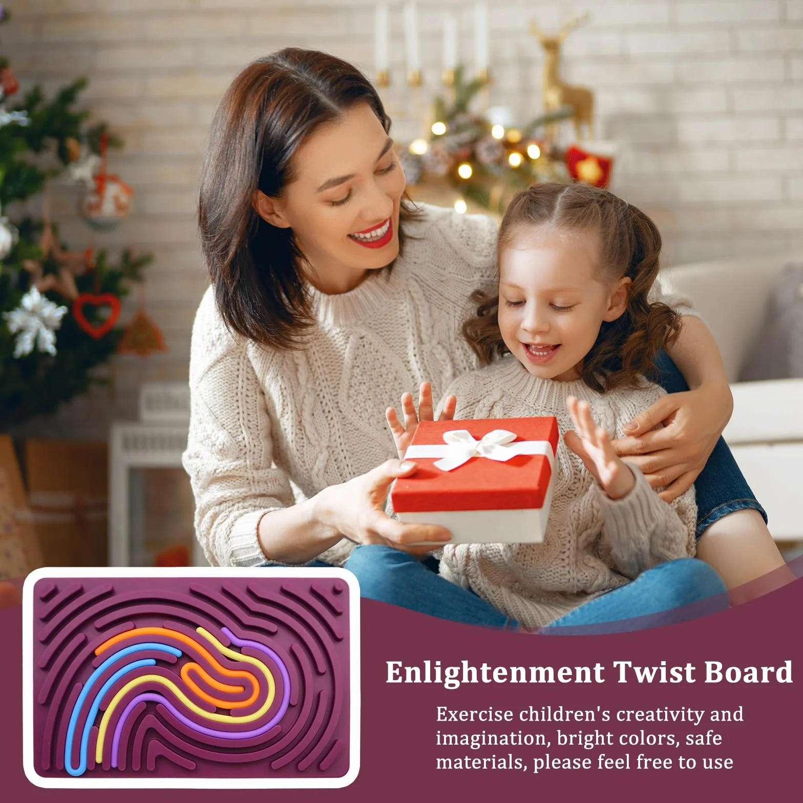 OMJMYY Silikonowa deska sensoryczna do aktywności fizycznej Montessori, zabawka, dwustronna deska do aktywności z torbą podróżną i 20 strunami, uspokajająca ADHD autyzm dla dzieci (fioletowa)